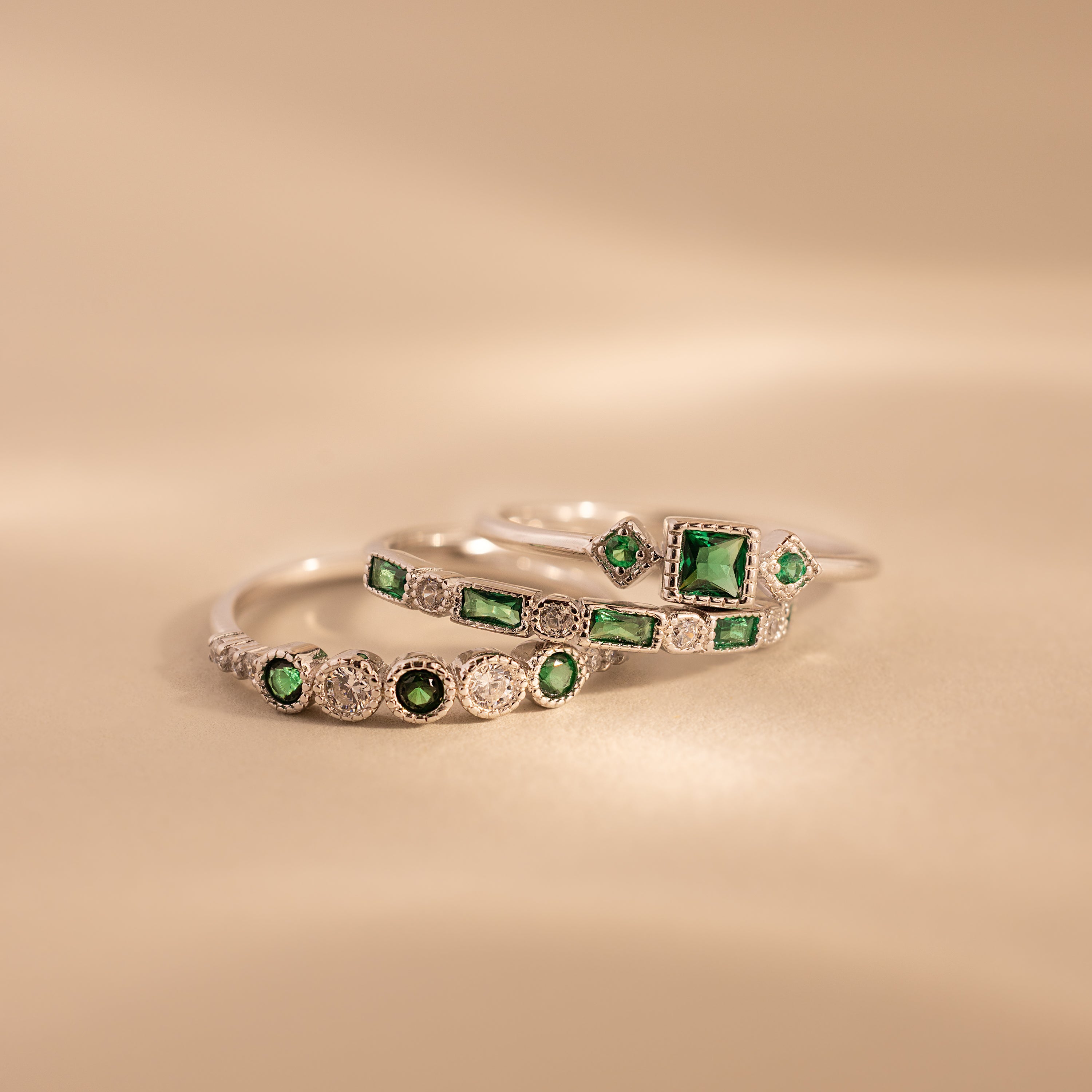 Emerald Stacking Ring Set