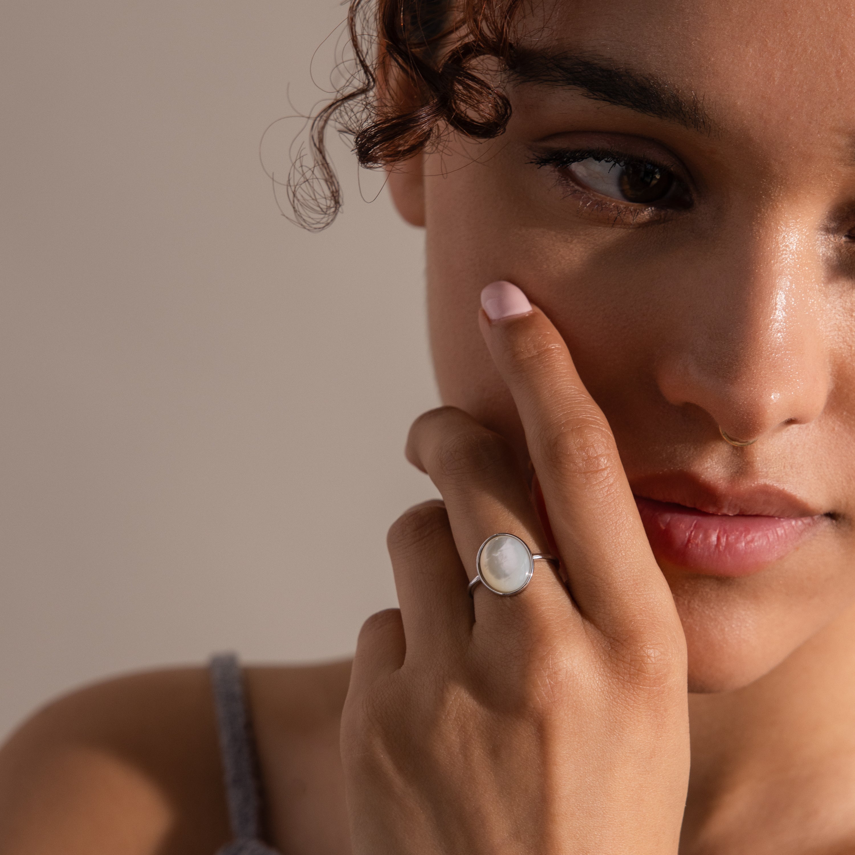 Mother of Pearl Signet Ring