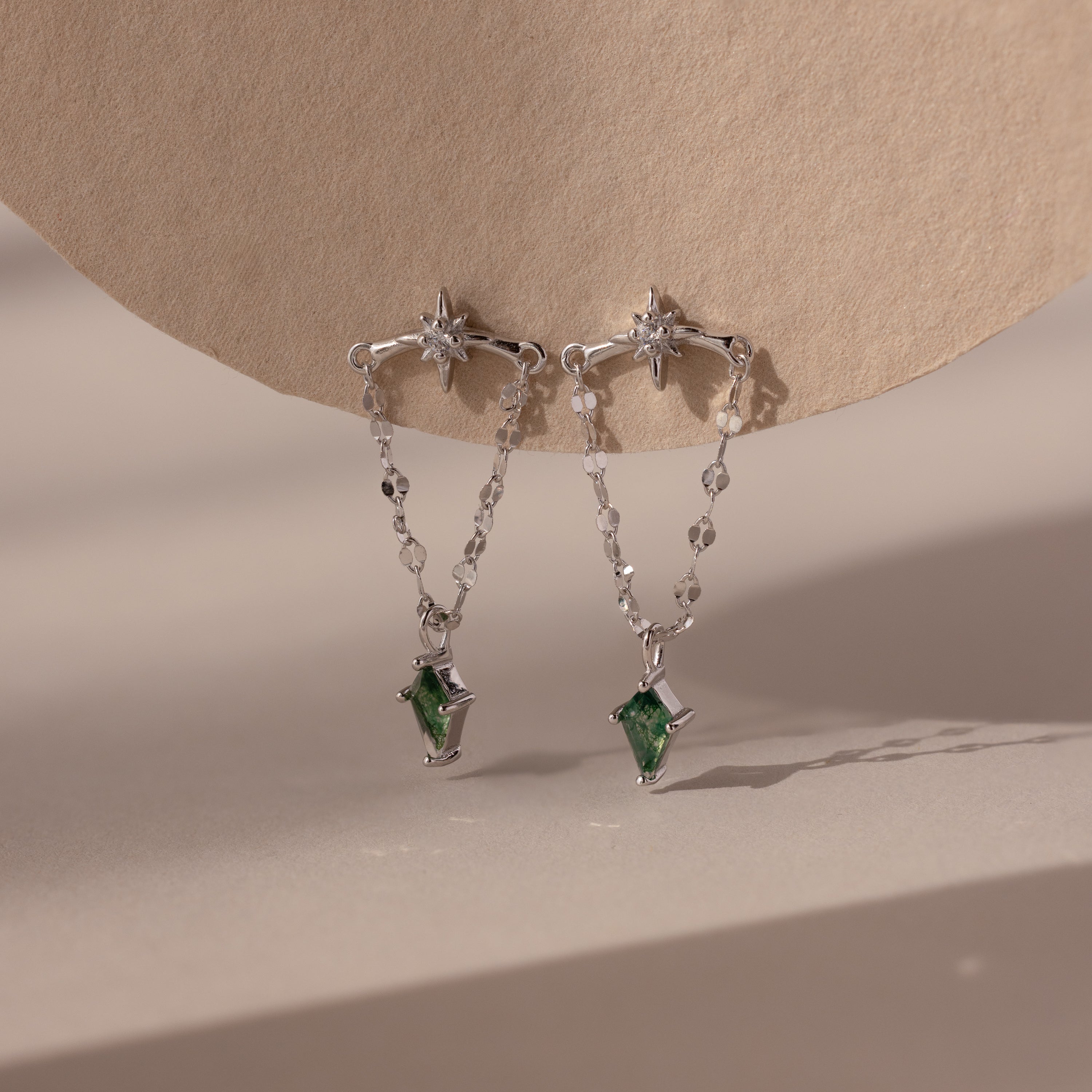 Agate Star Chain Earrings