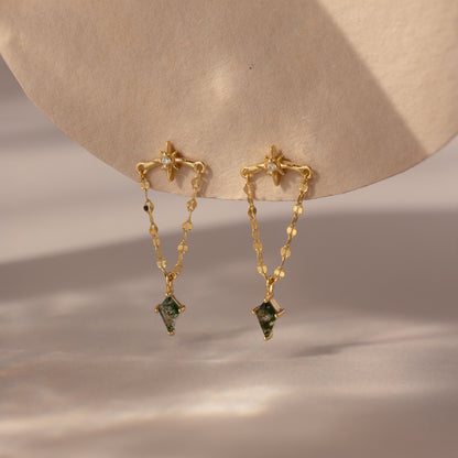 Agate Star Chain Earrings
