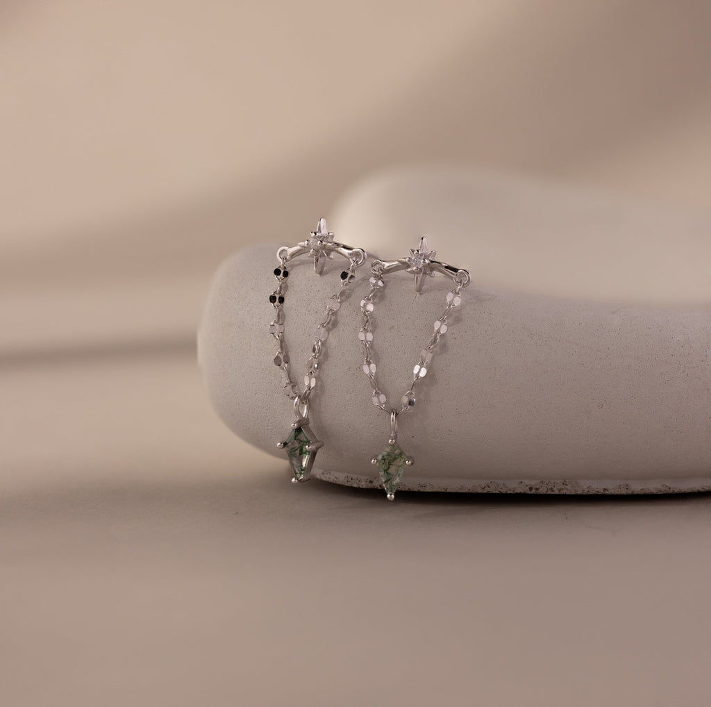 Agate Star Chain Earrings
