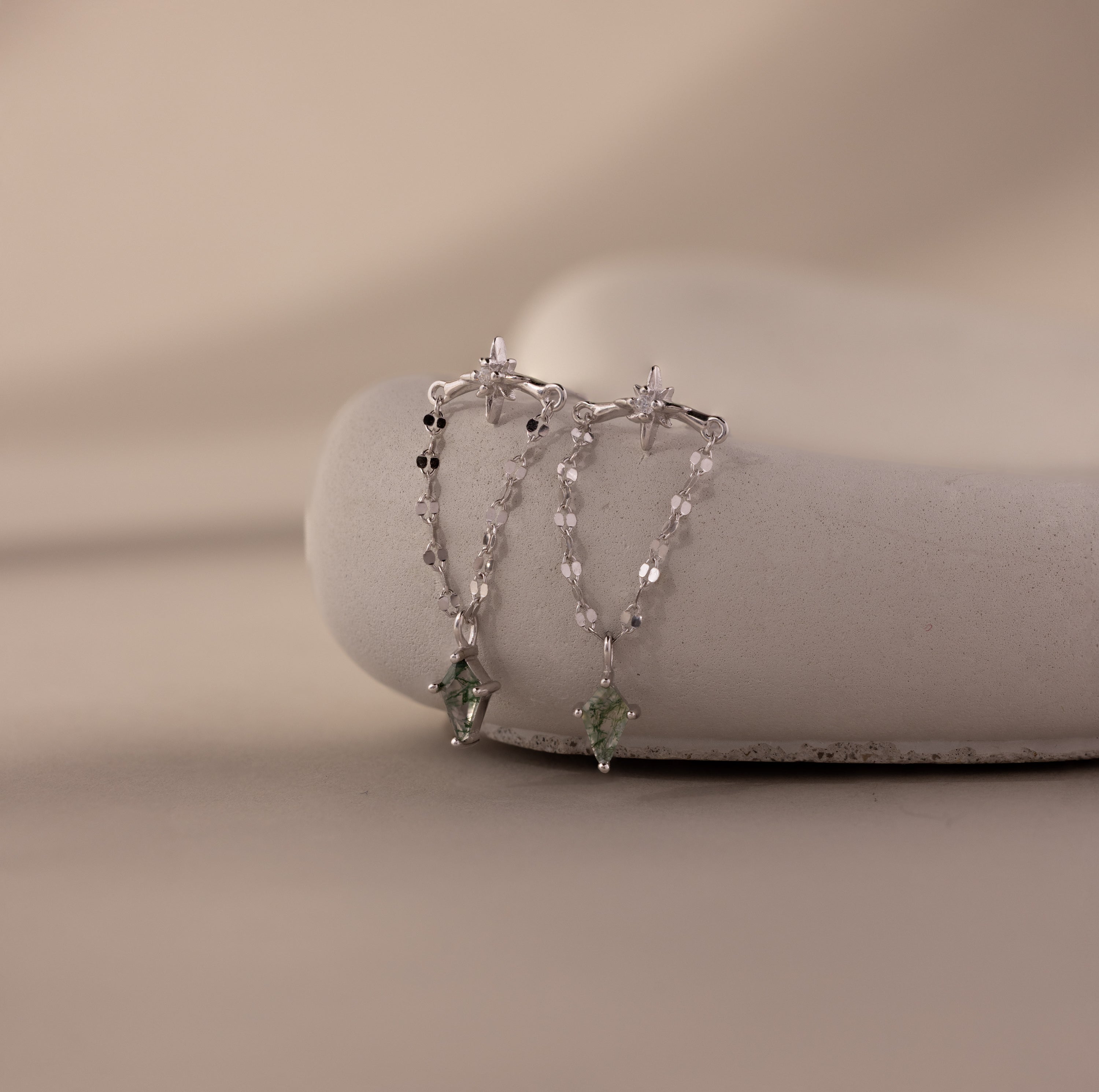 Agate Star Chain Earrings