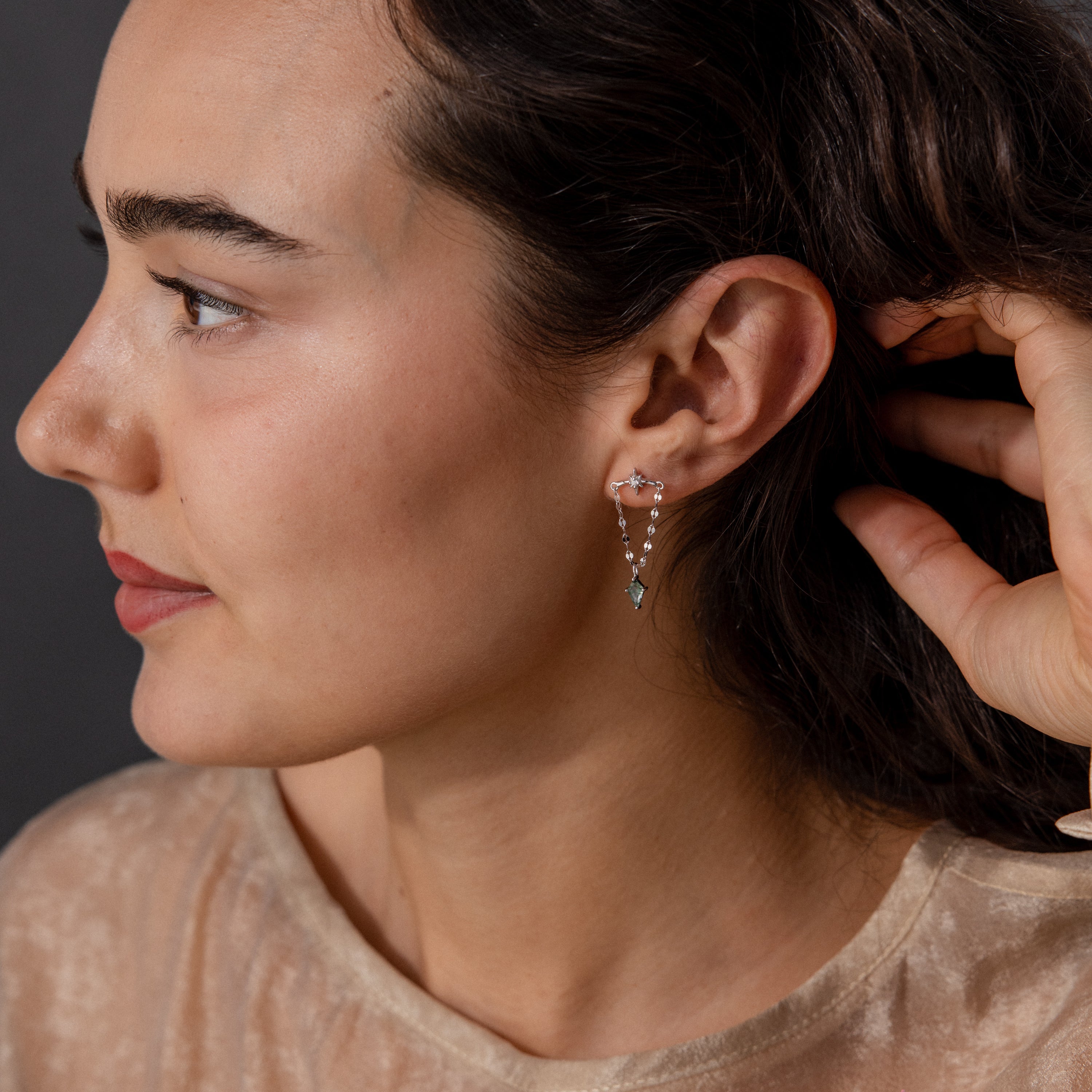 Agate Star Chain Earrings