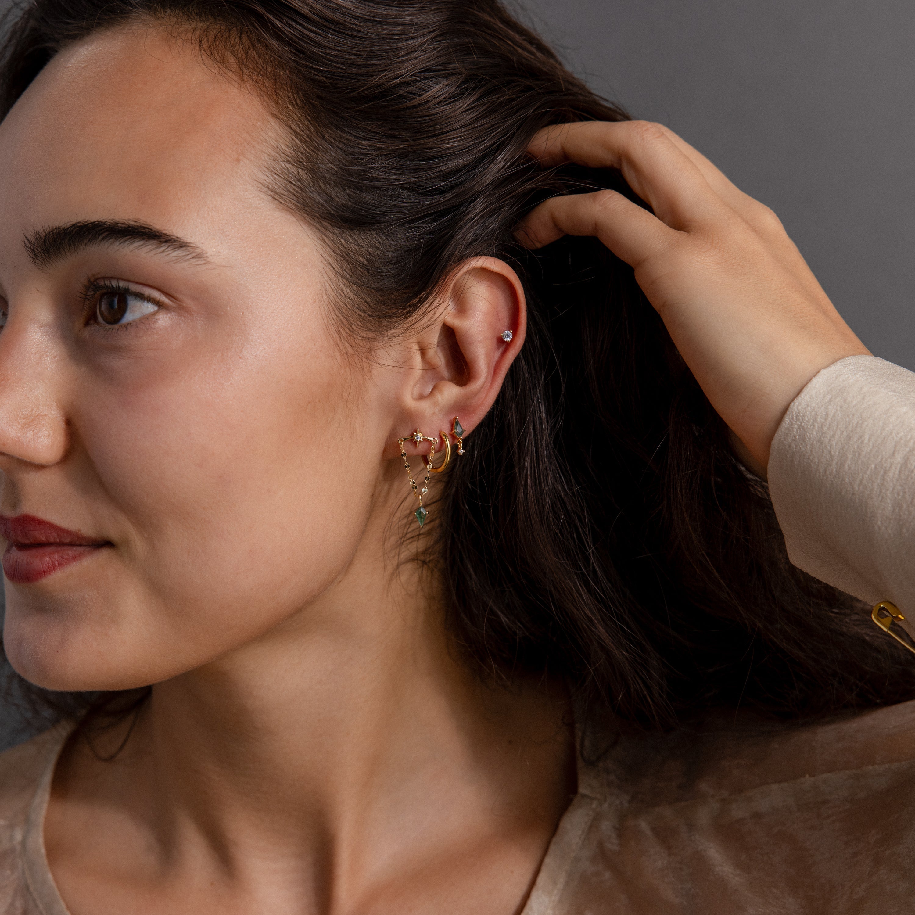 Agate Star Chain Earrings