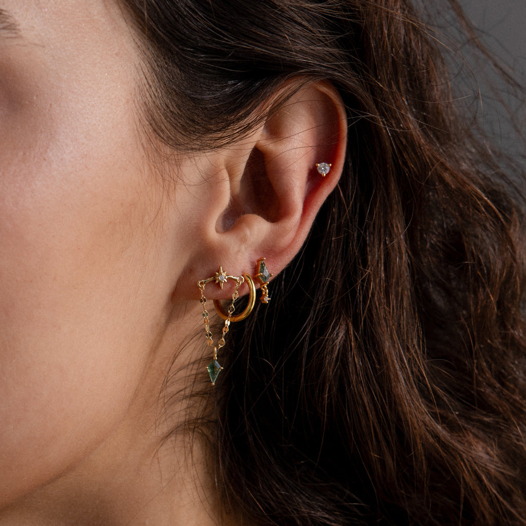 Agate Star Chain Earrings