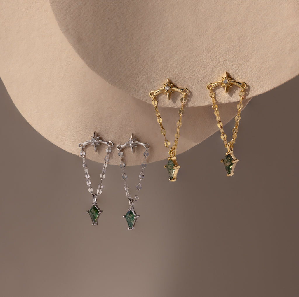 Agate Star Chain Earrings