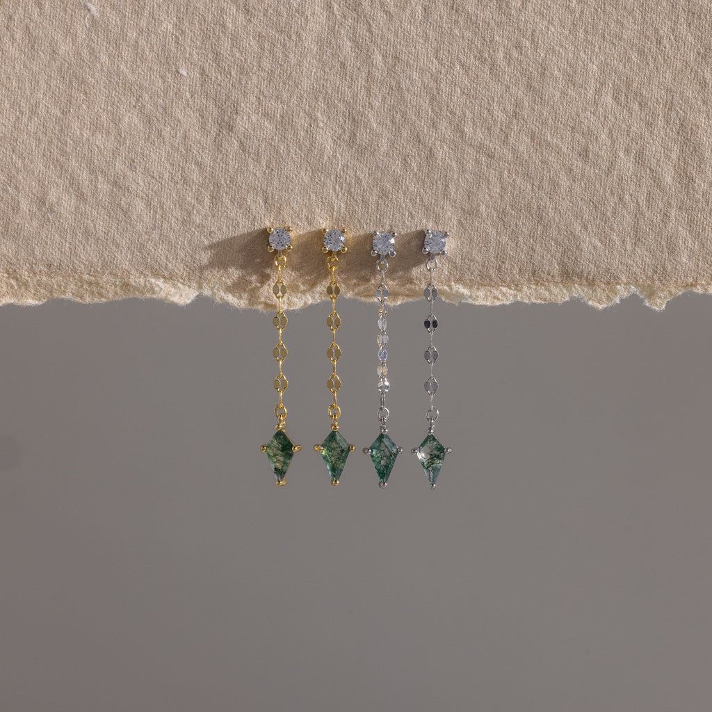 Agate Diamond Dangle Earrings