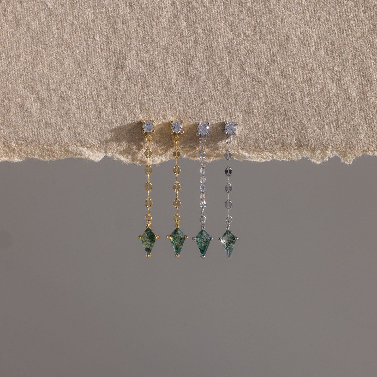 Agate Diamond Dangle Earrings
