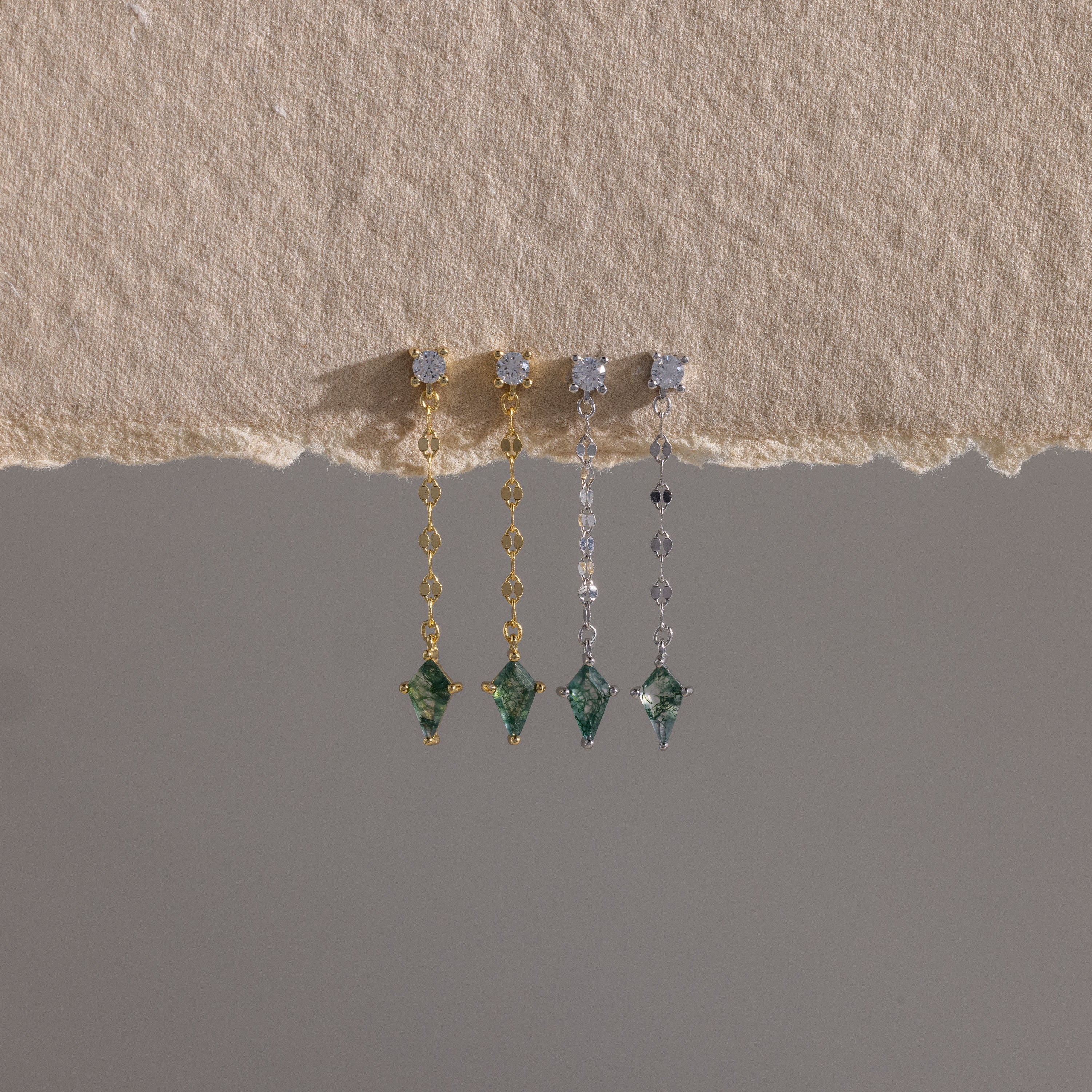 Agate Diamond Dangle Earrings