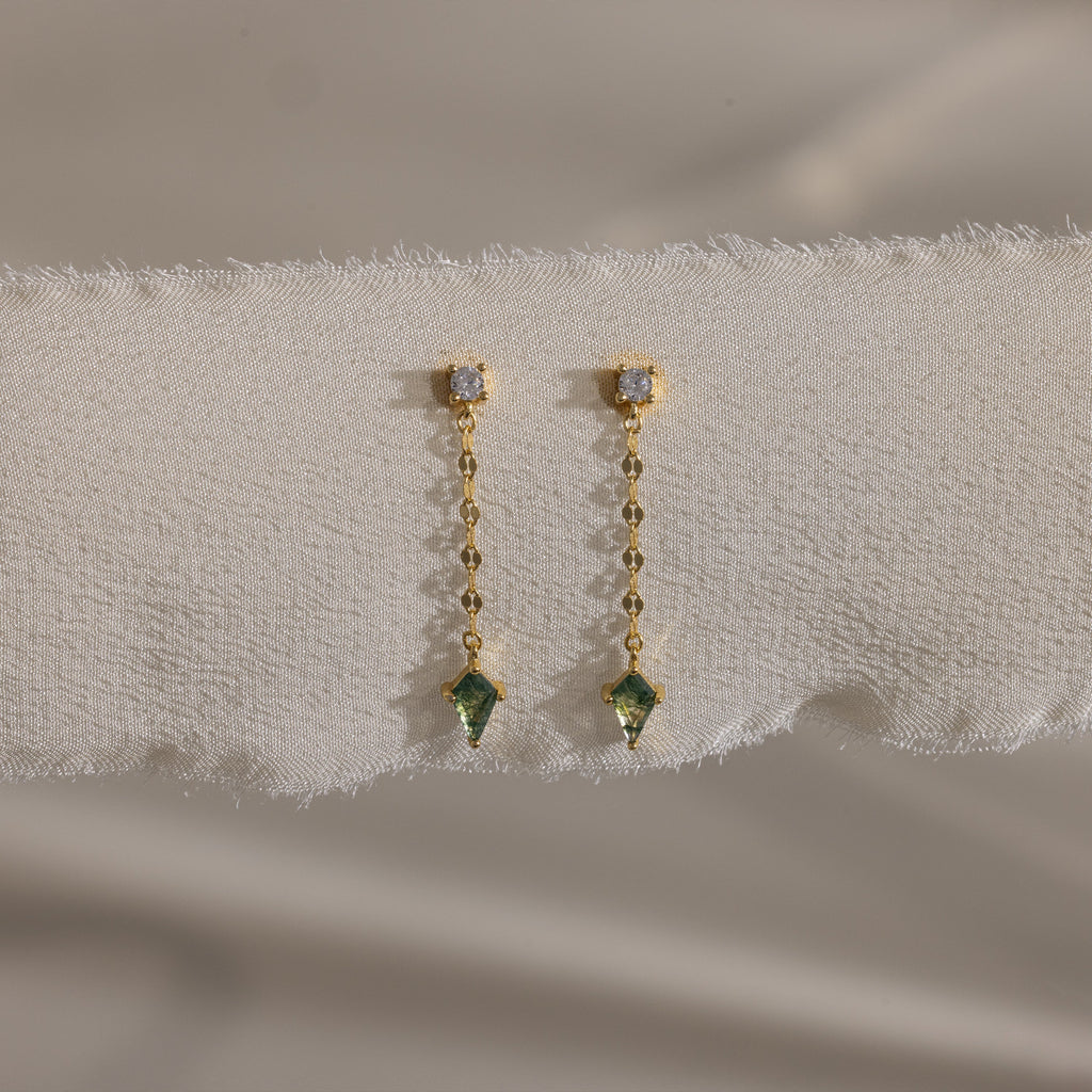 Agate Diamond Dangle Earrings