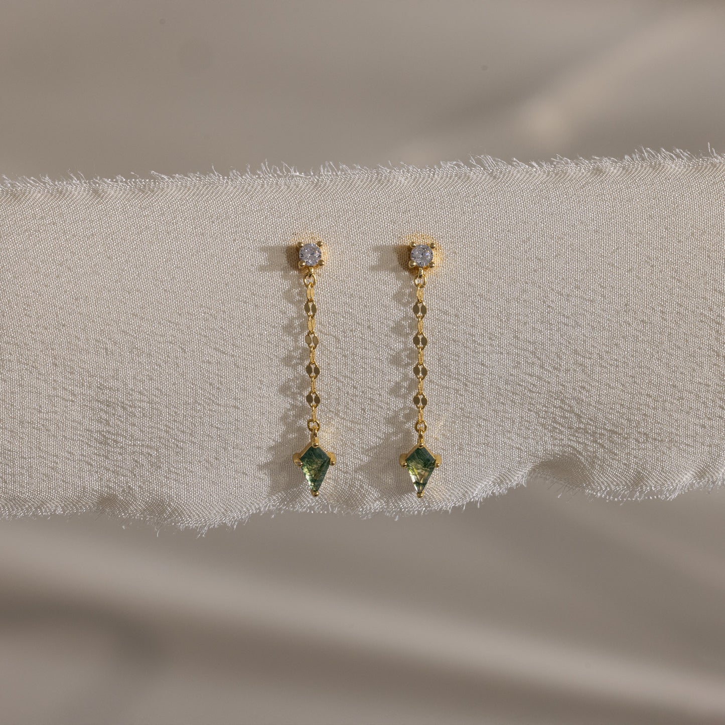 Agate Diamond Dangle Earrings
