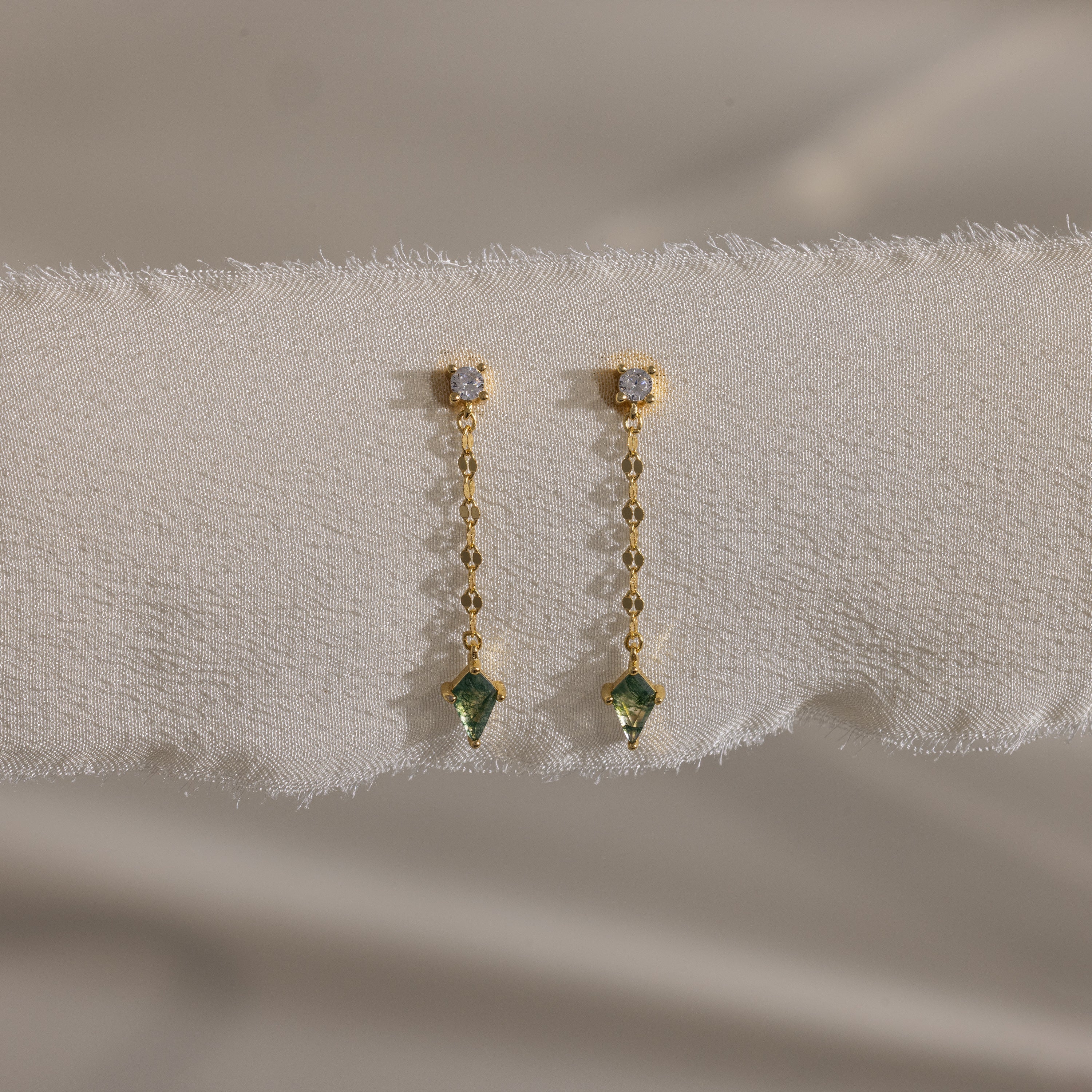 Agate Diamond Dangle Earrings