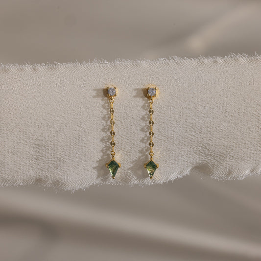 Agate Diamond Dangle Earrings