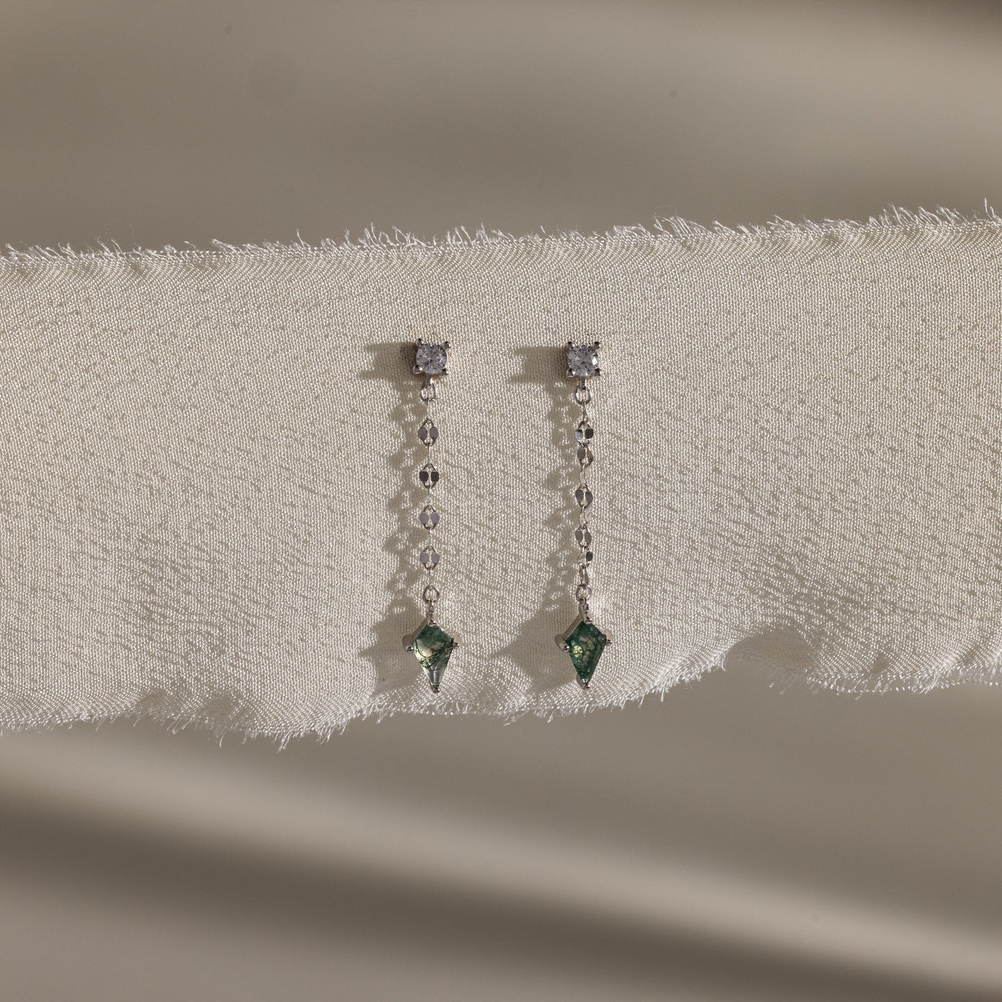 Agate Diamond Dangle Earrings
