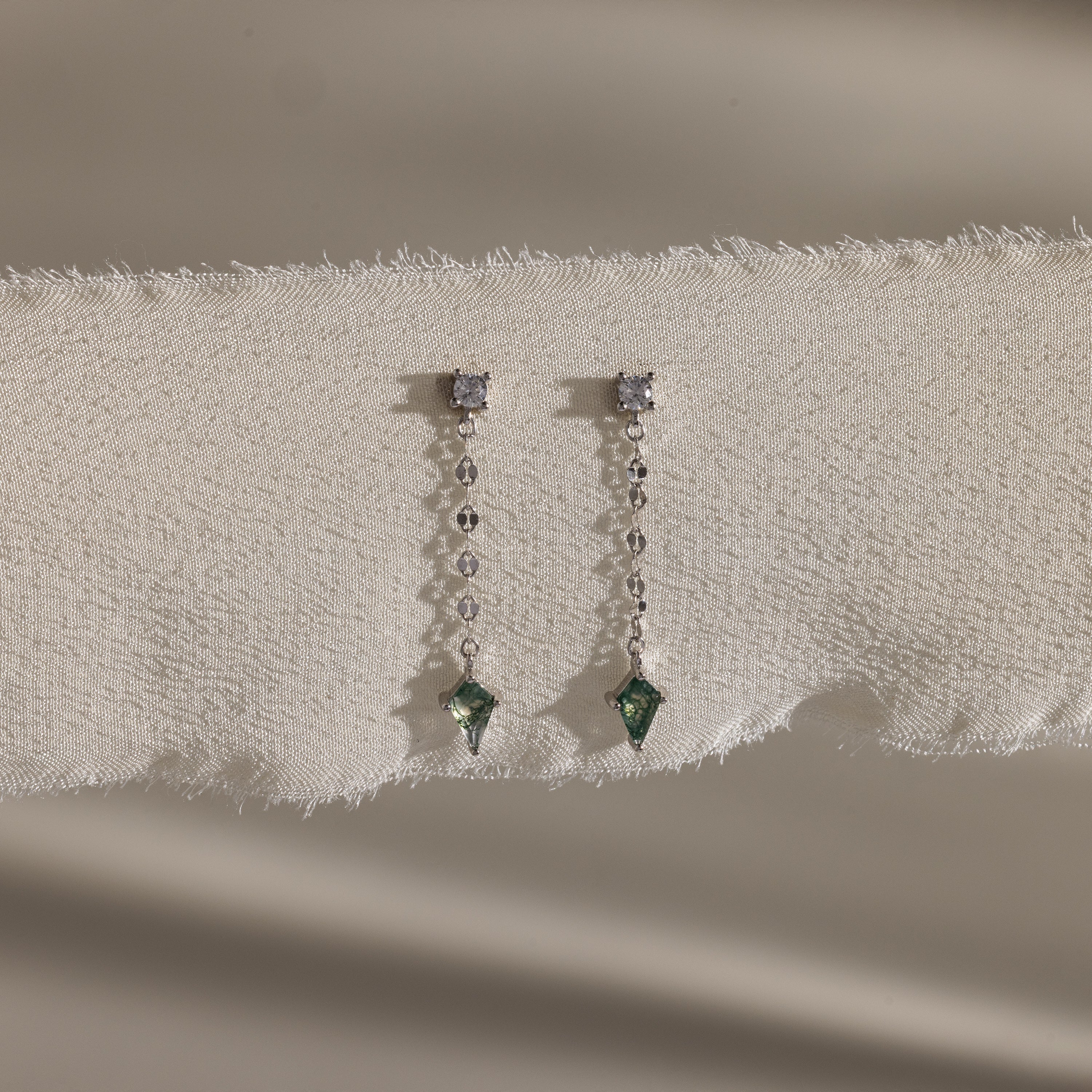 Agate Diamond Dangle Earrings