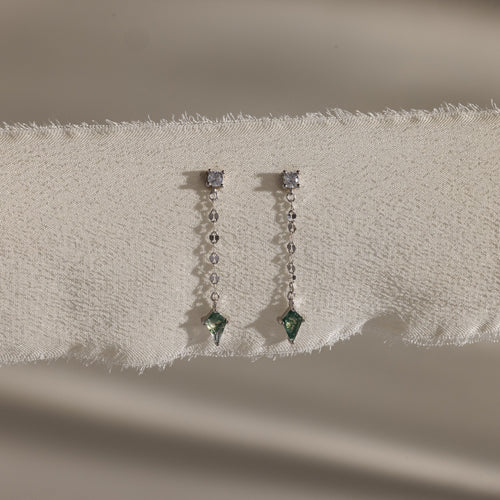 Agate Diamond Dangle Earrings