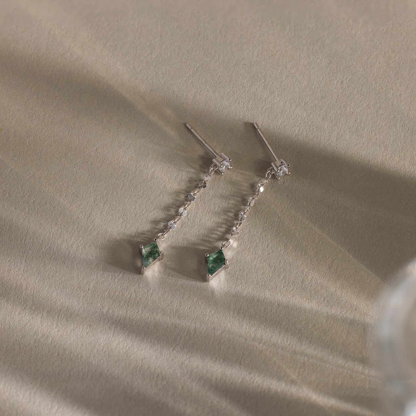 Agate Diamond Dangle Earrings