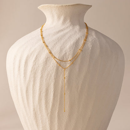Duo Satellite Lariat Necklace