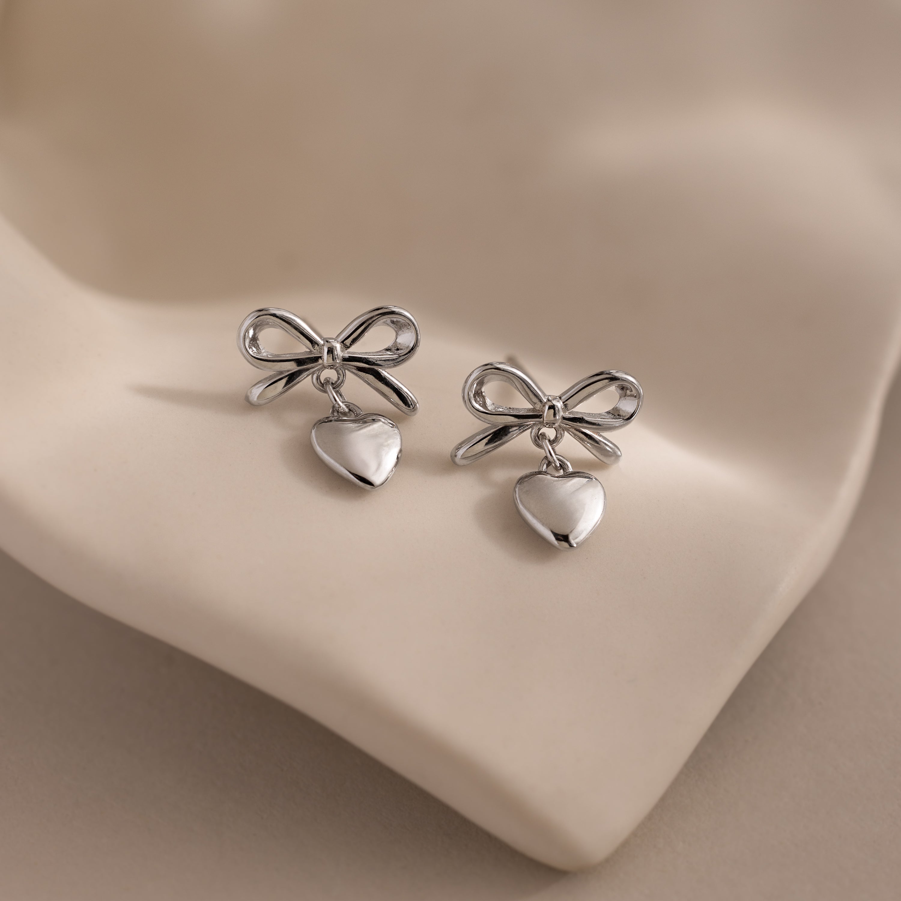 Bow Heart Studs