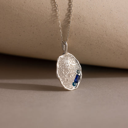 Organic Fingerprint Multi Birthstone Necklace