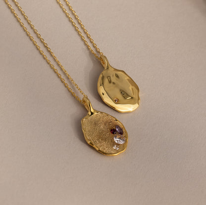 Organic Fingerprint Multi Birthstone Necklace