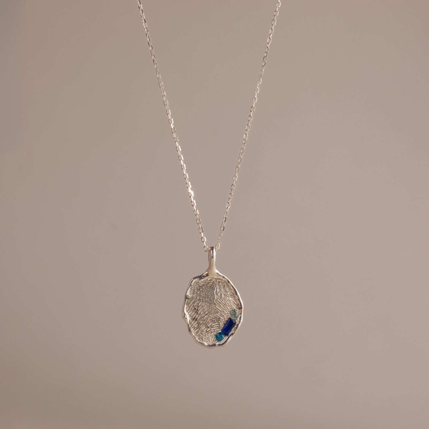 Organic Fingerprint Multi Birthstone Necklace