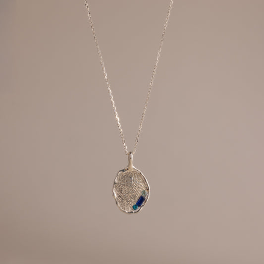 Organic Fingerprint Multi Birthstone Necklace