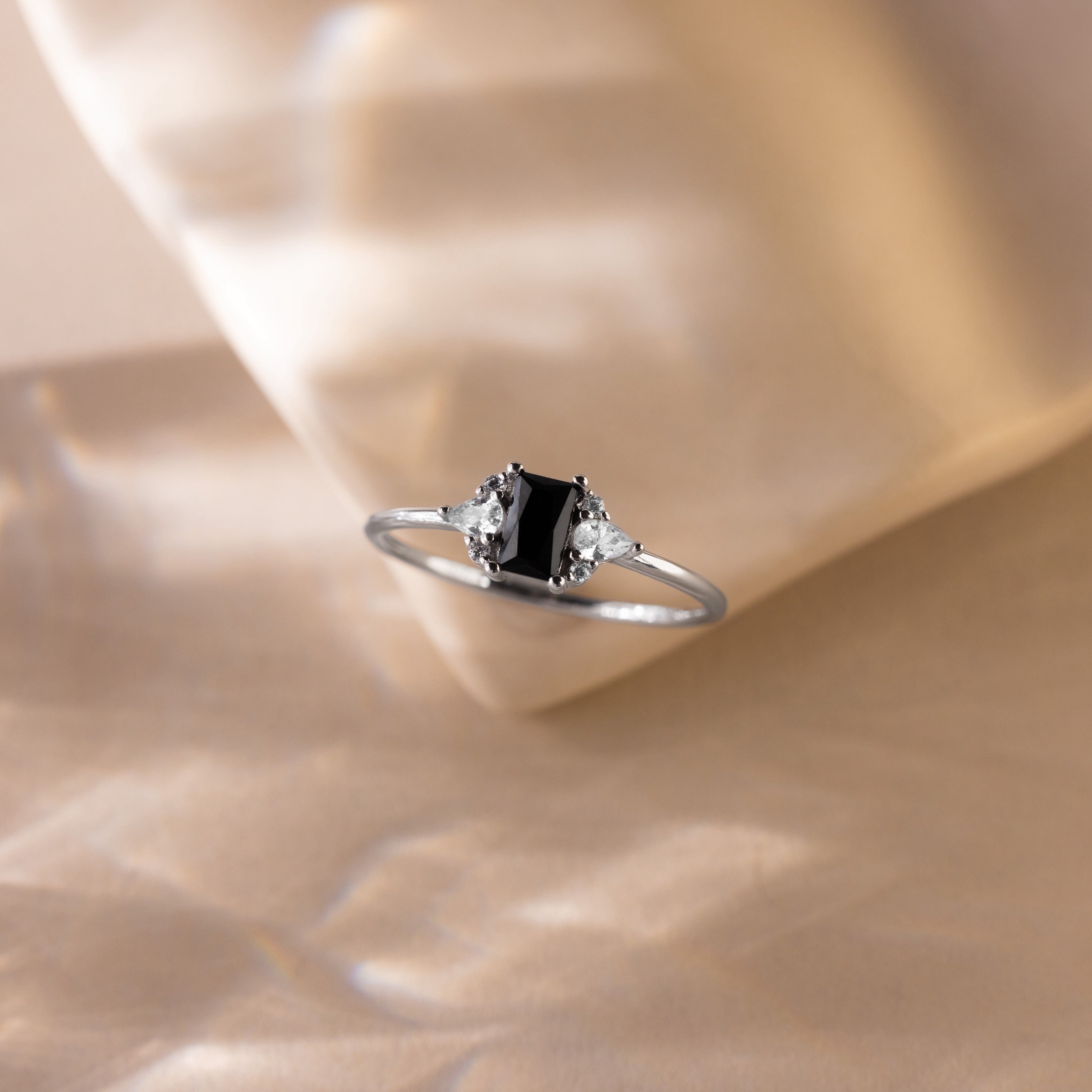Black Baguette Diamond Ring