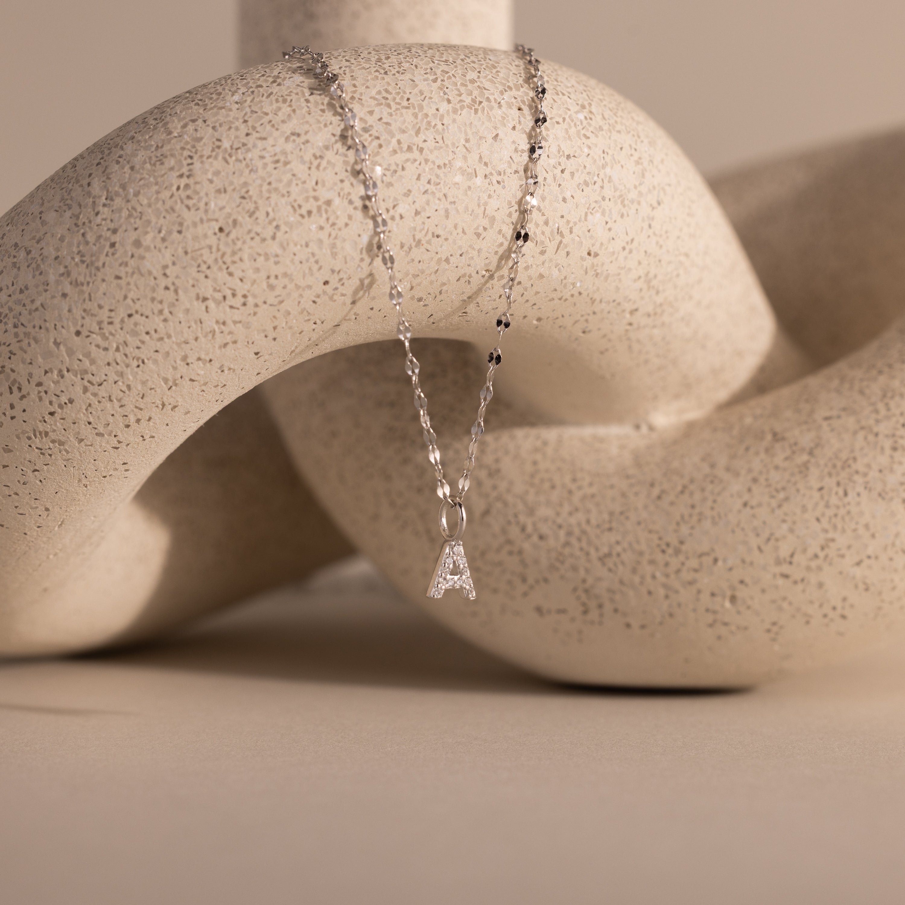 Dainty Pave Letter Necklace