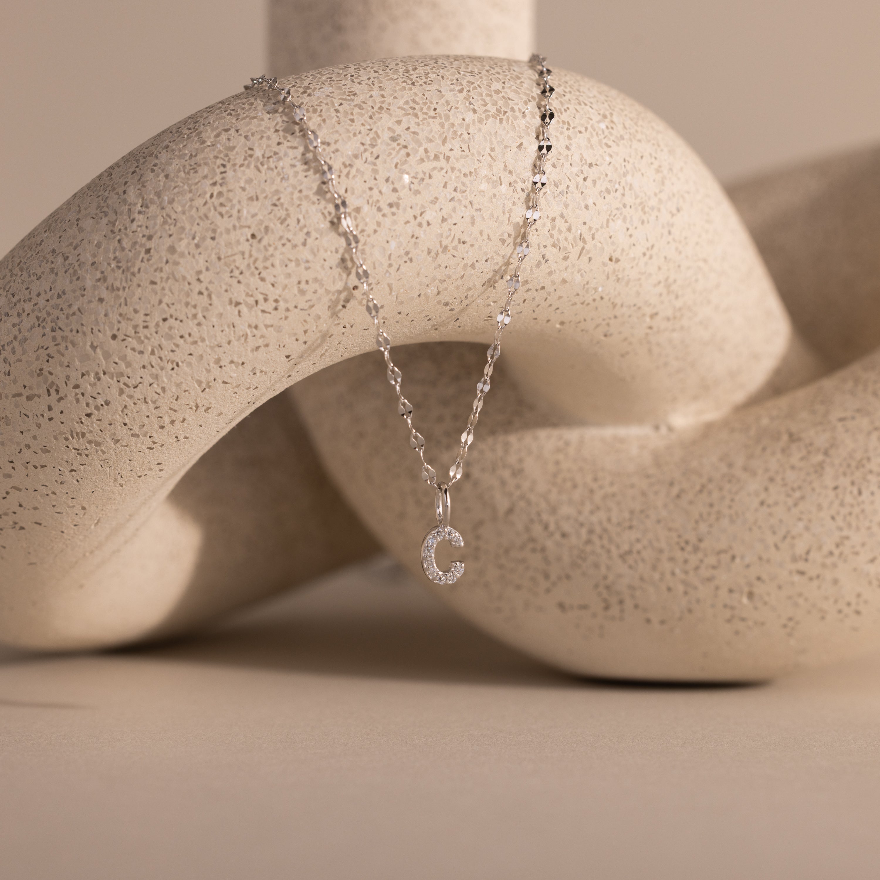 Dainty Pave Letter Necklace