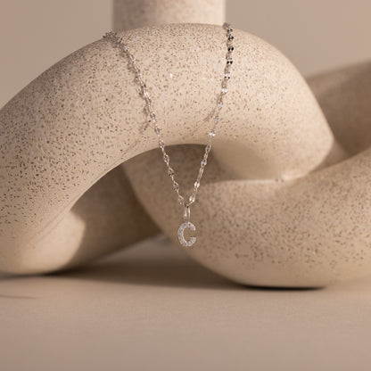 Dainty Pave Letter Necklace