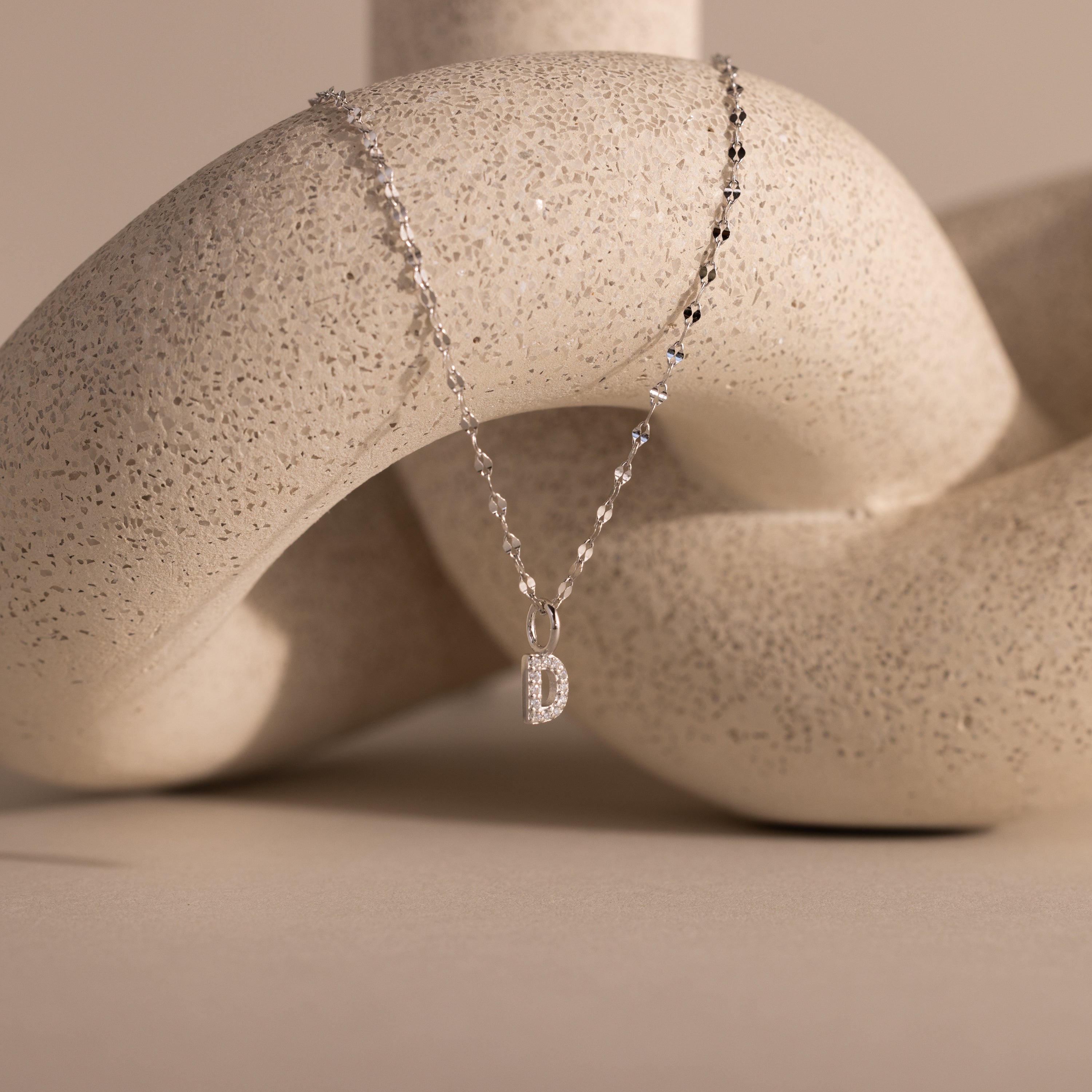 Dainty Pave Letter Necklace