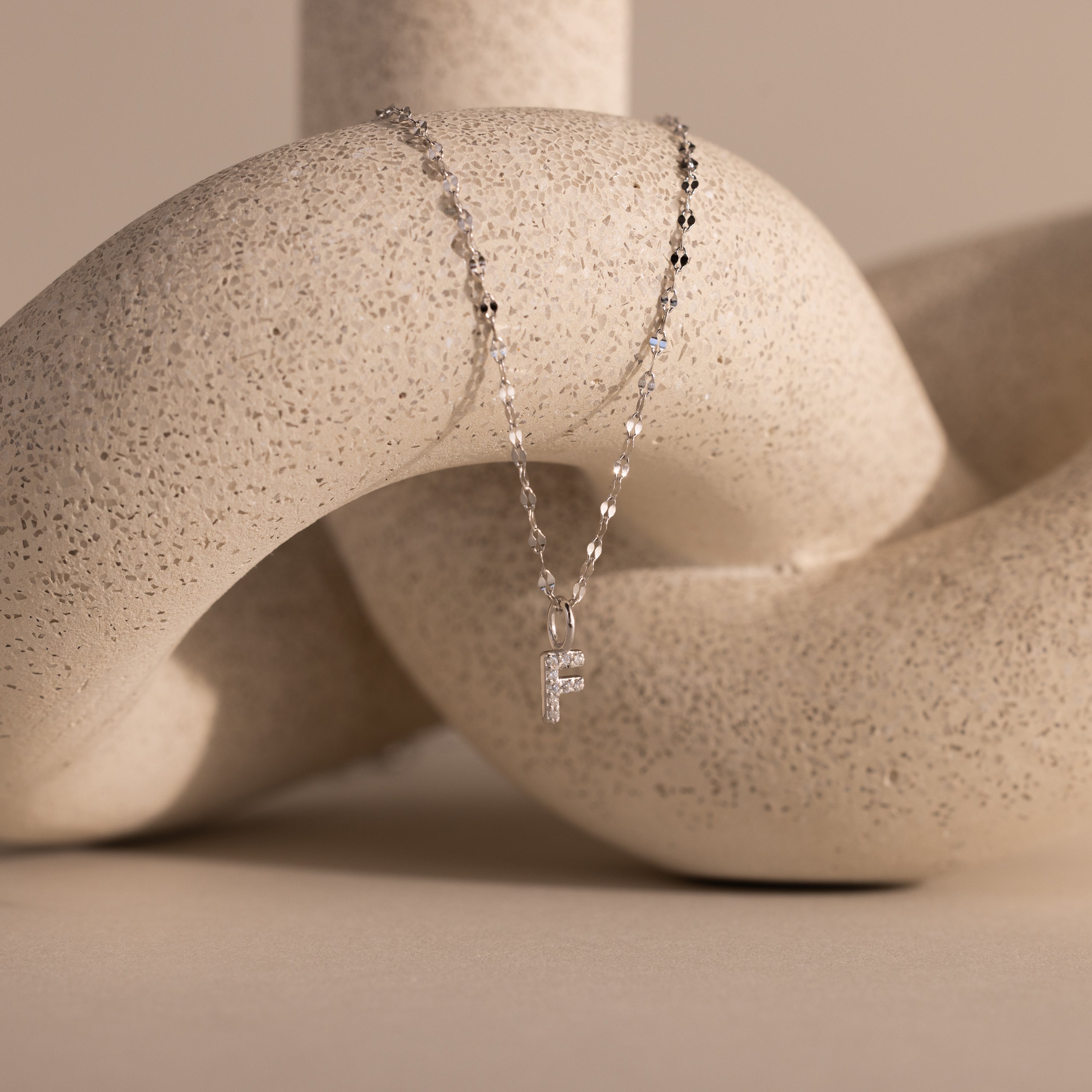Dainty Pave Letter Necklace