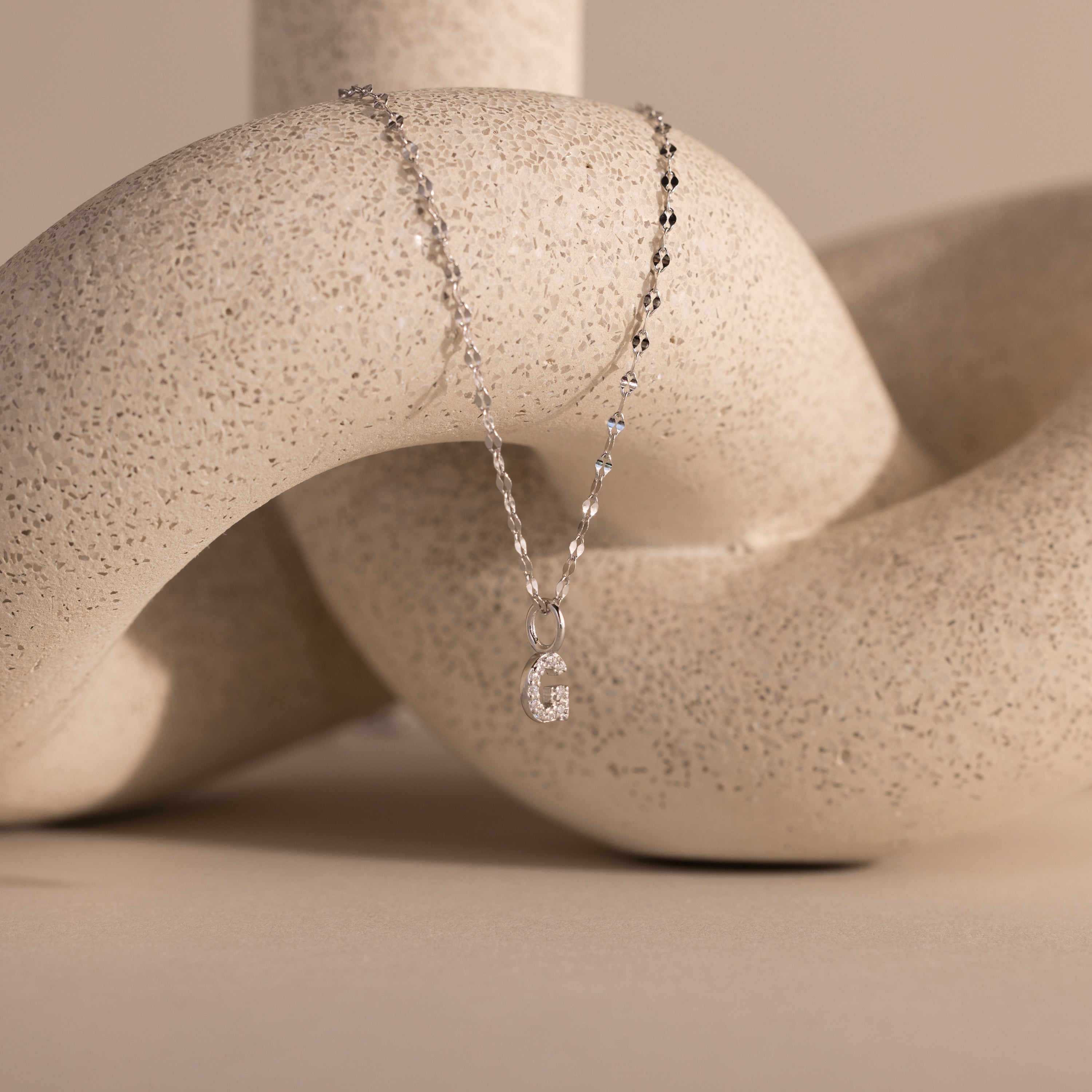 Dainty Pave Letter Necklace