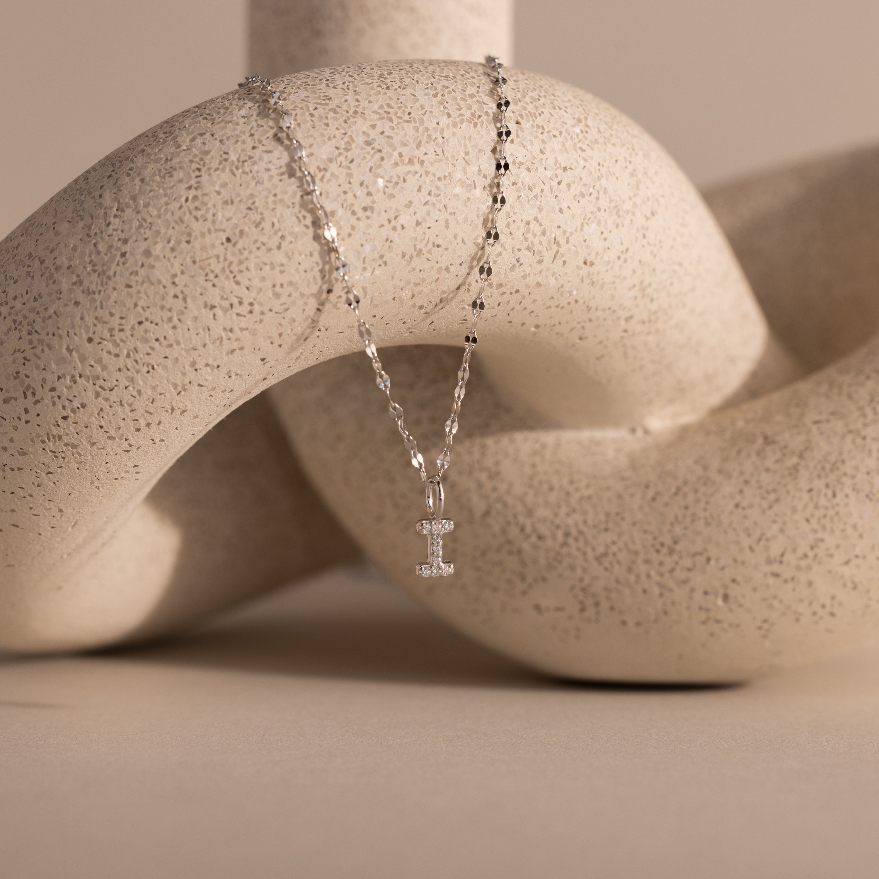 Dainty Pave Letter Necklace