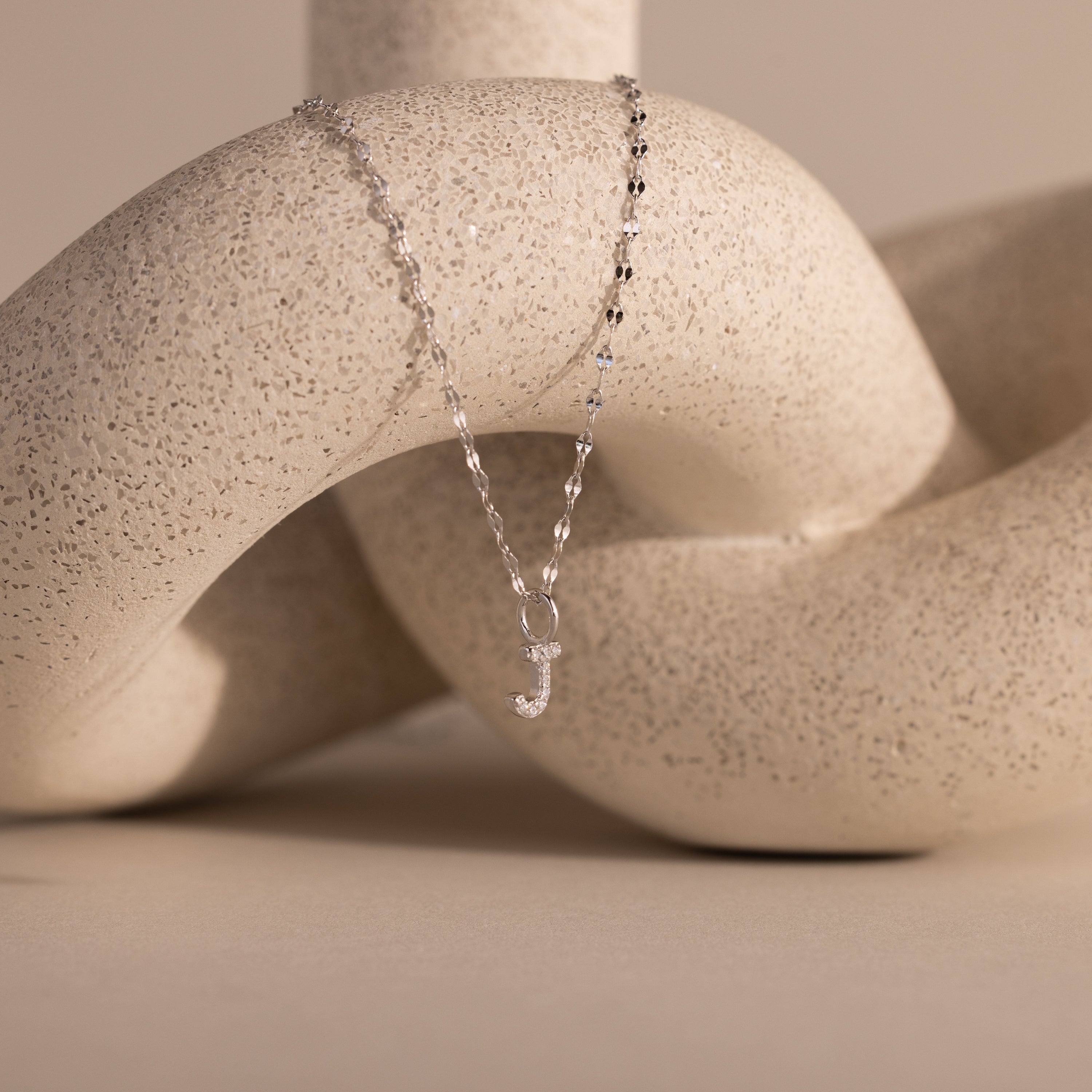 Dainty Pave Letter Necklace