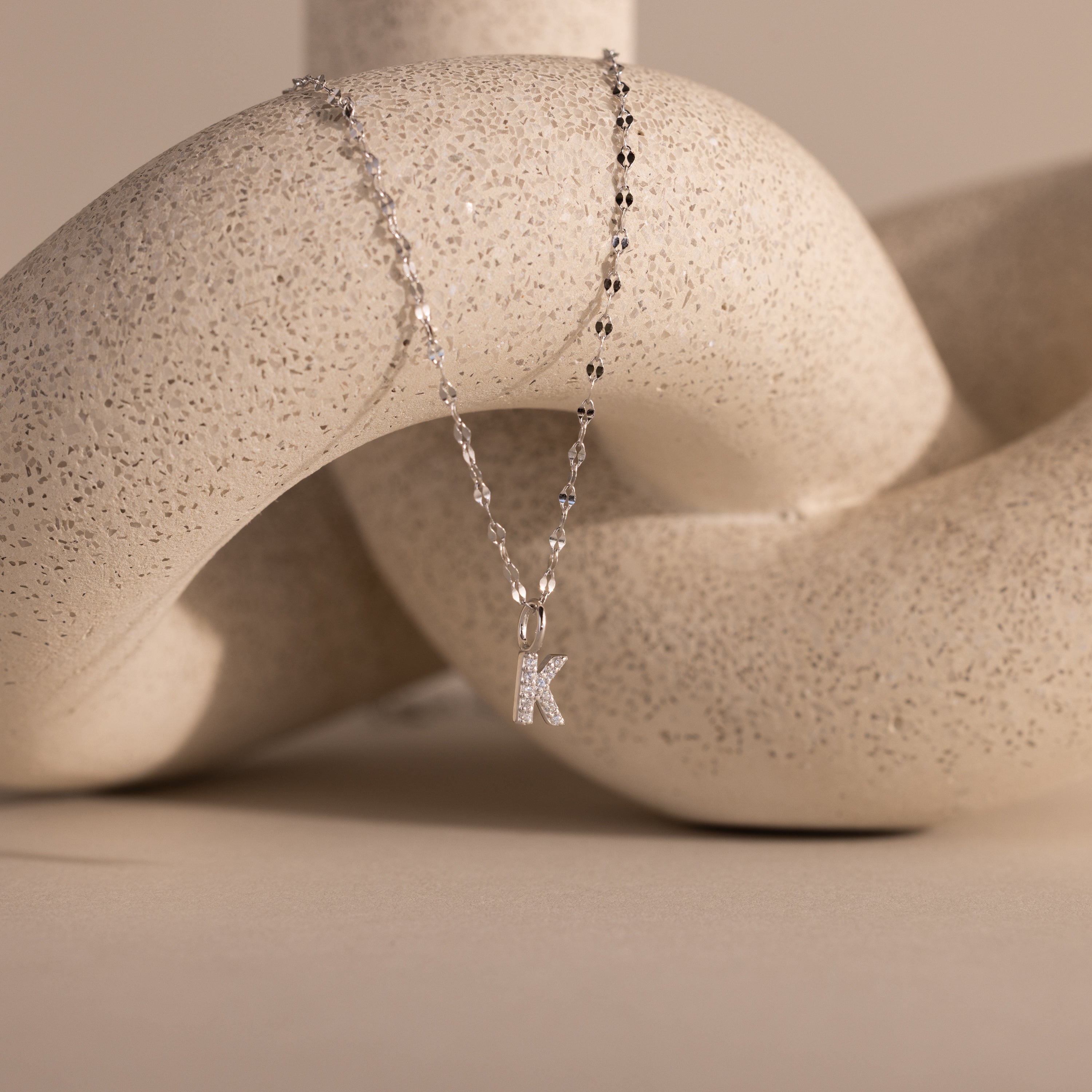 Dainty Pave Letter Necklace