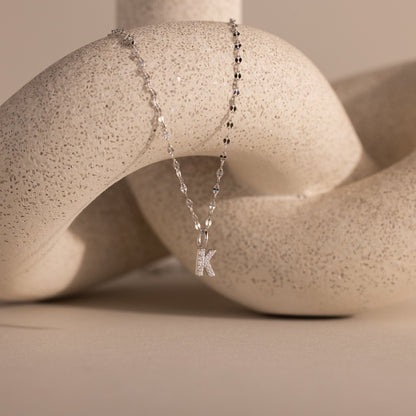 Dainty Pave Letter Necklace