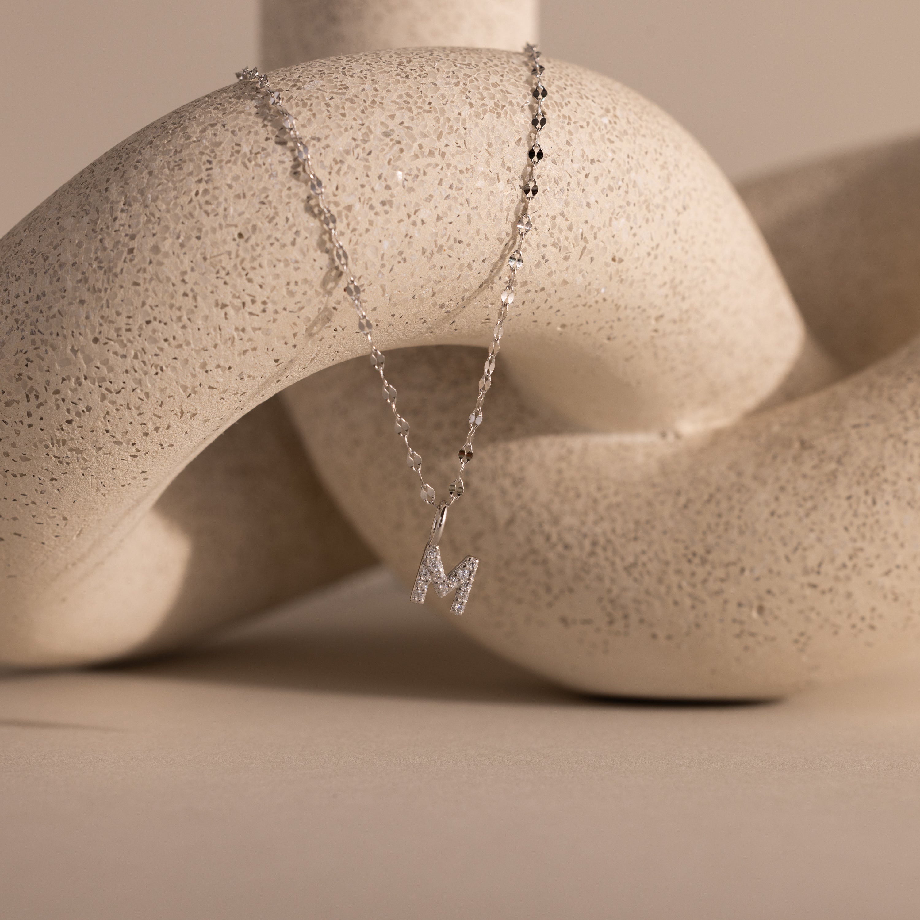 Dainty Pave Letter Necklace