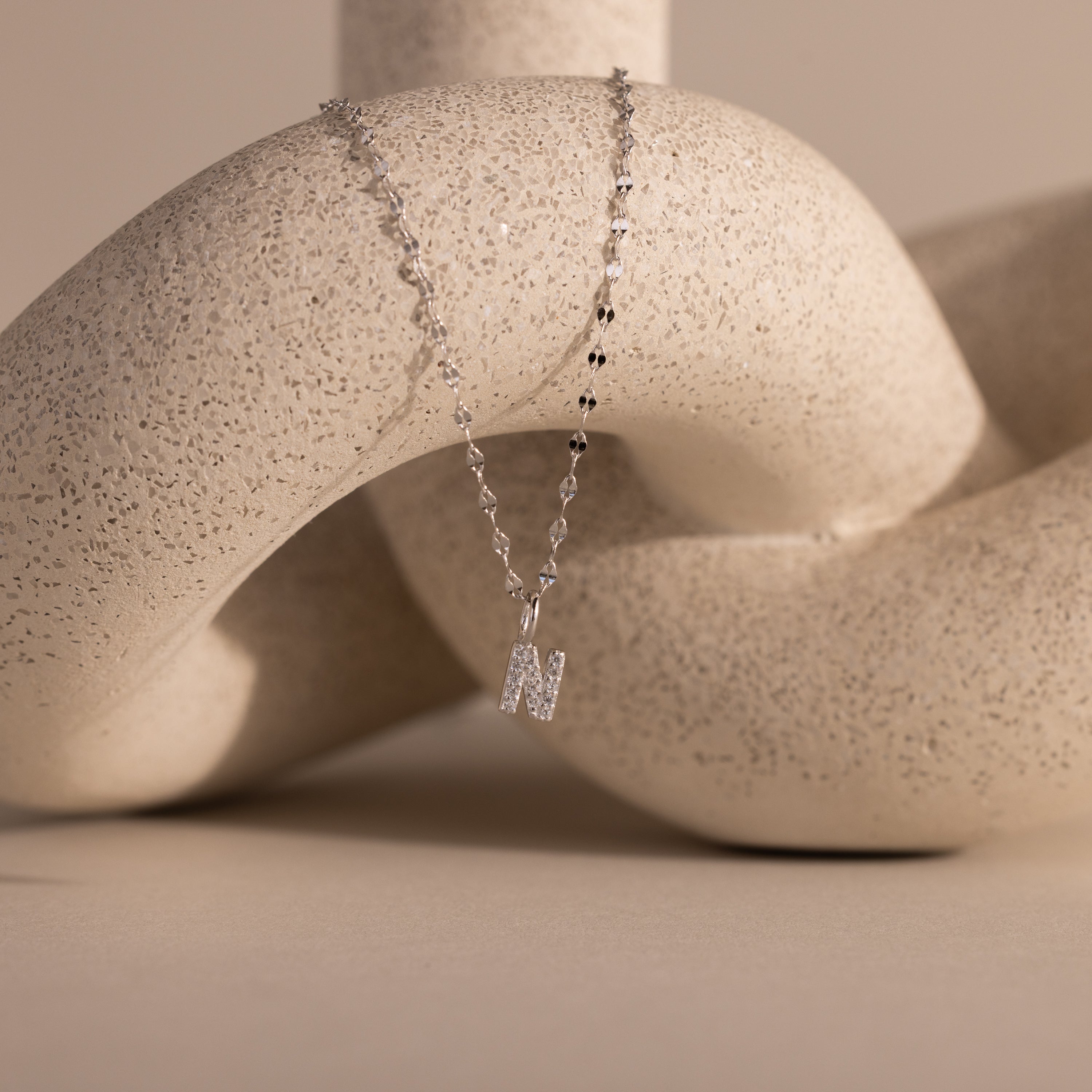 Dainty Pave Letter Necklace