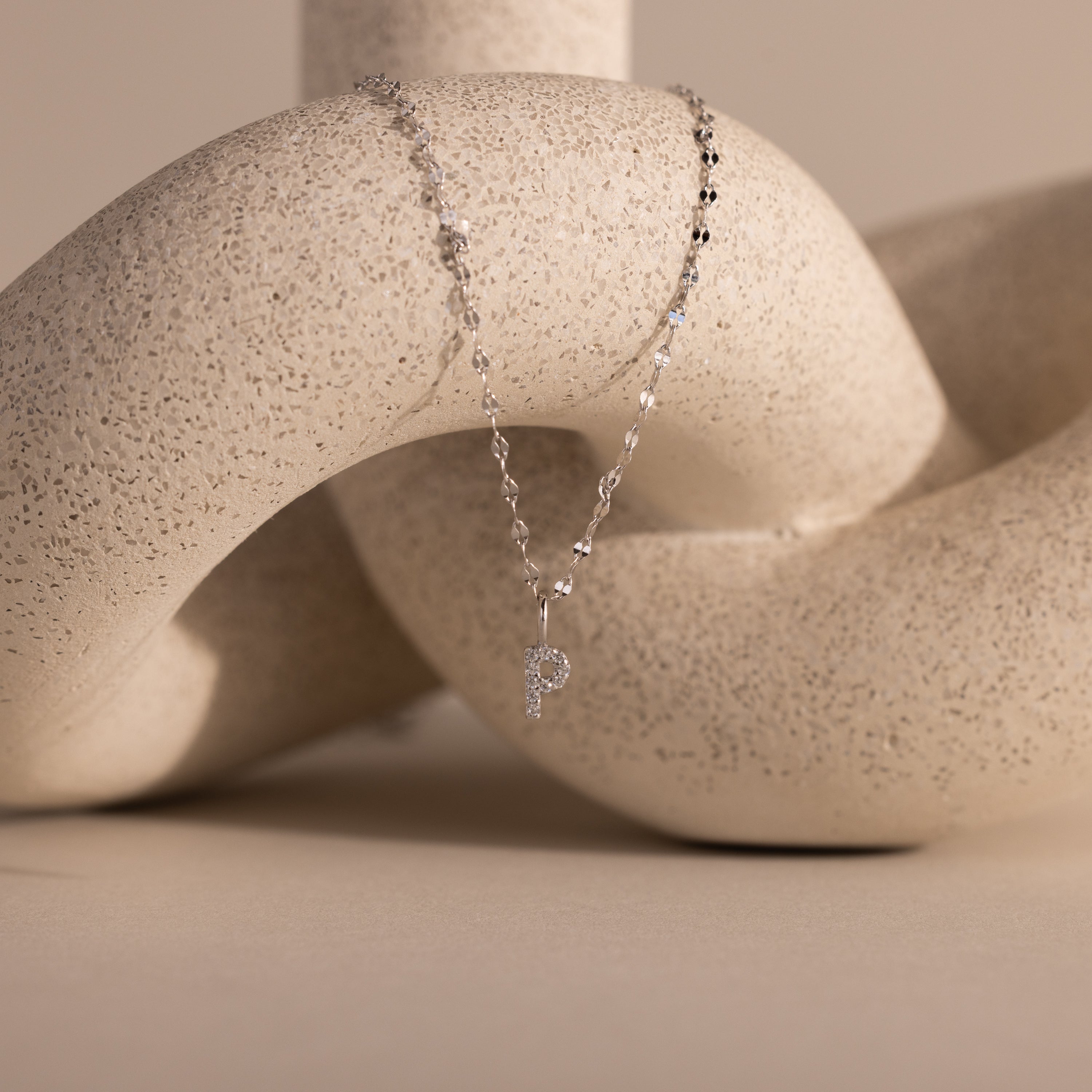 Dainty Pave Letter Necklace