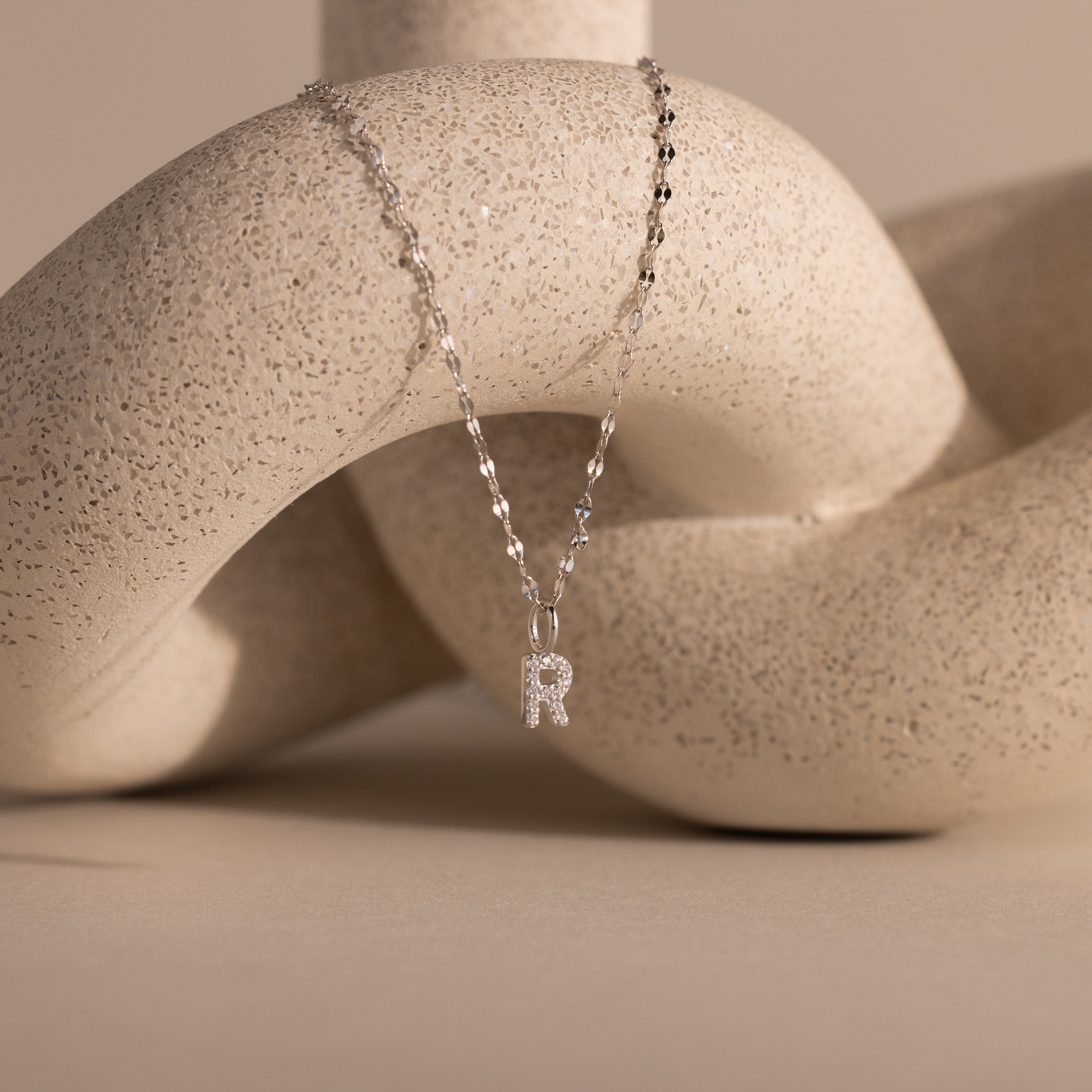 Dainty Pave Letter Necklace