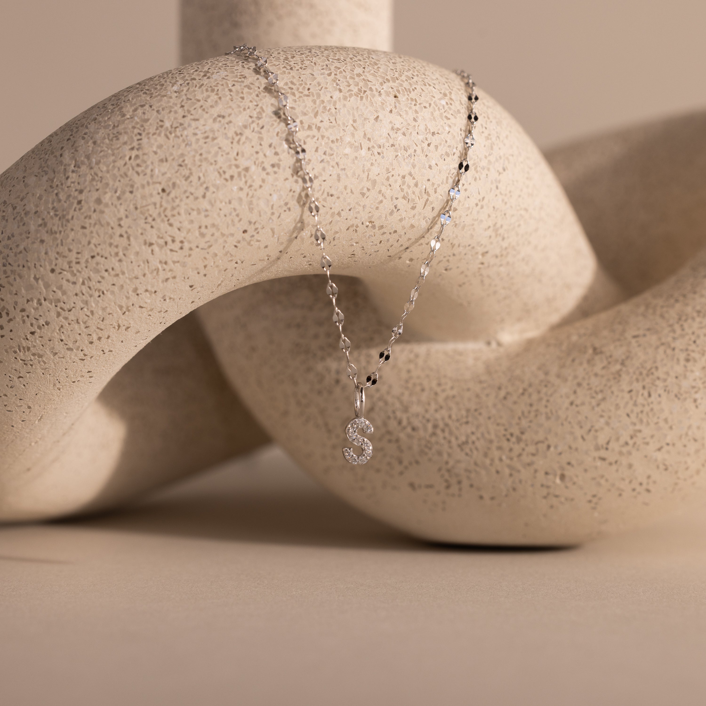 Dainty Pave Letter Necklace
