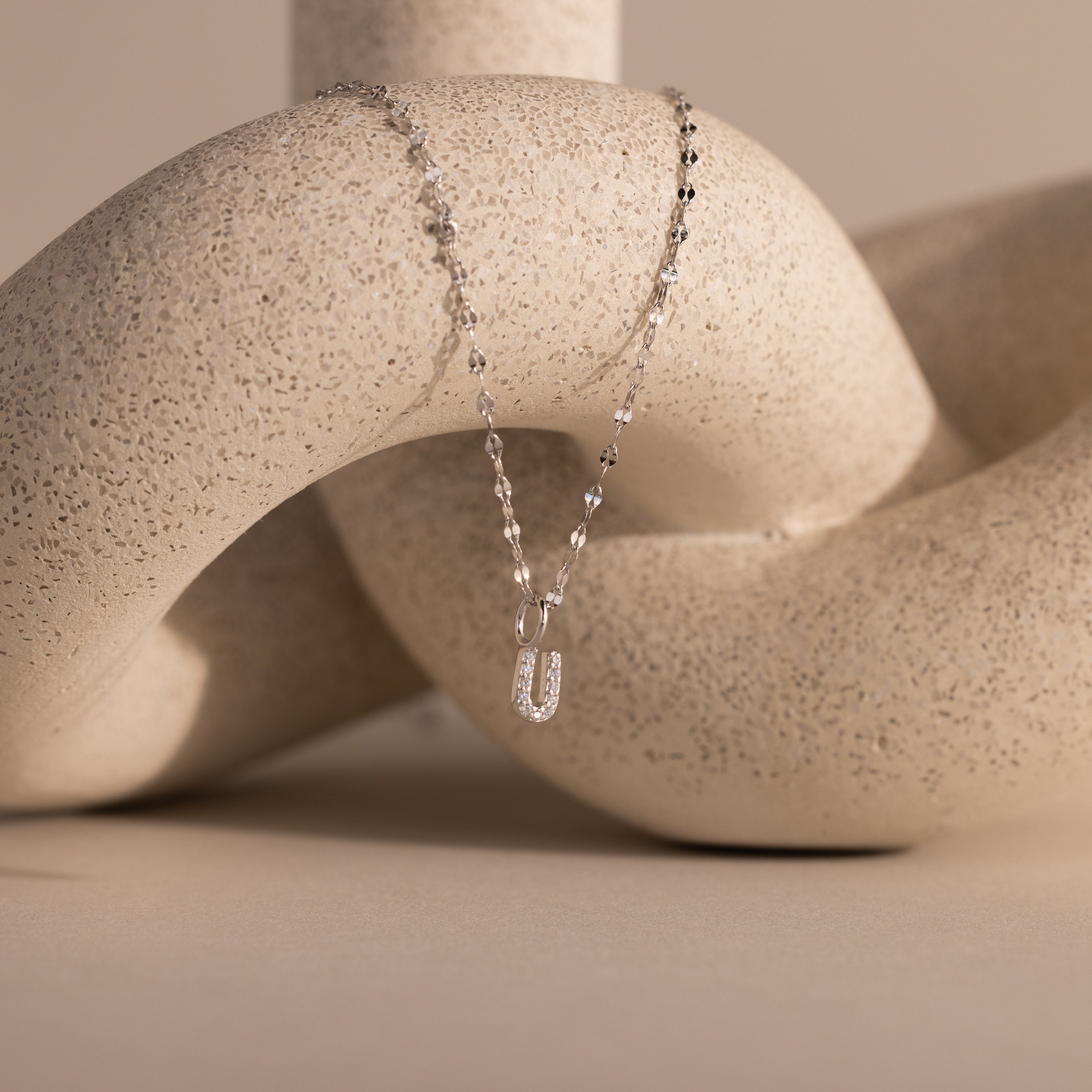 Dainty Pave Letter Necklace