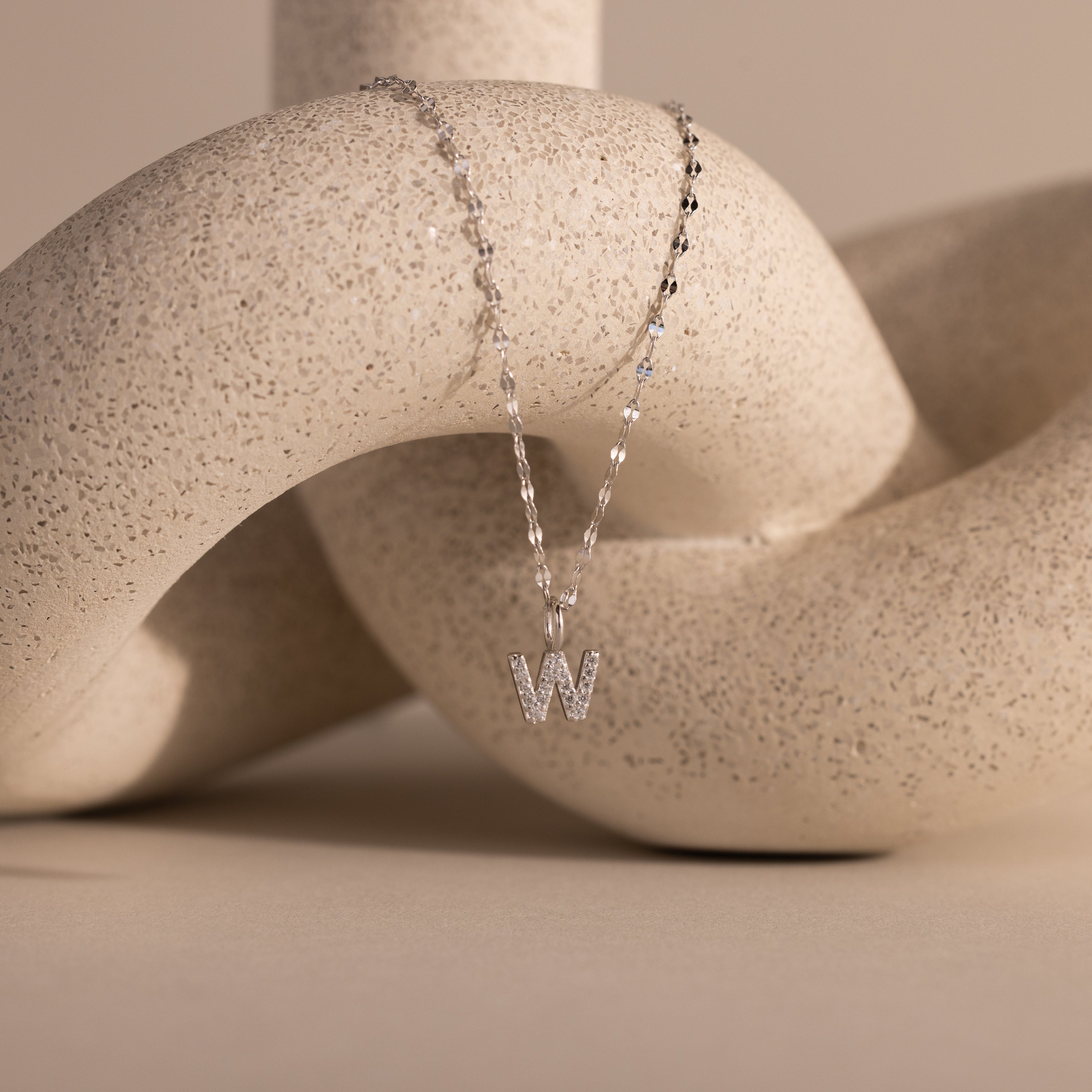 Dainty Pave Letter Necklace