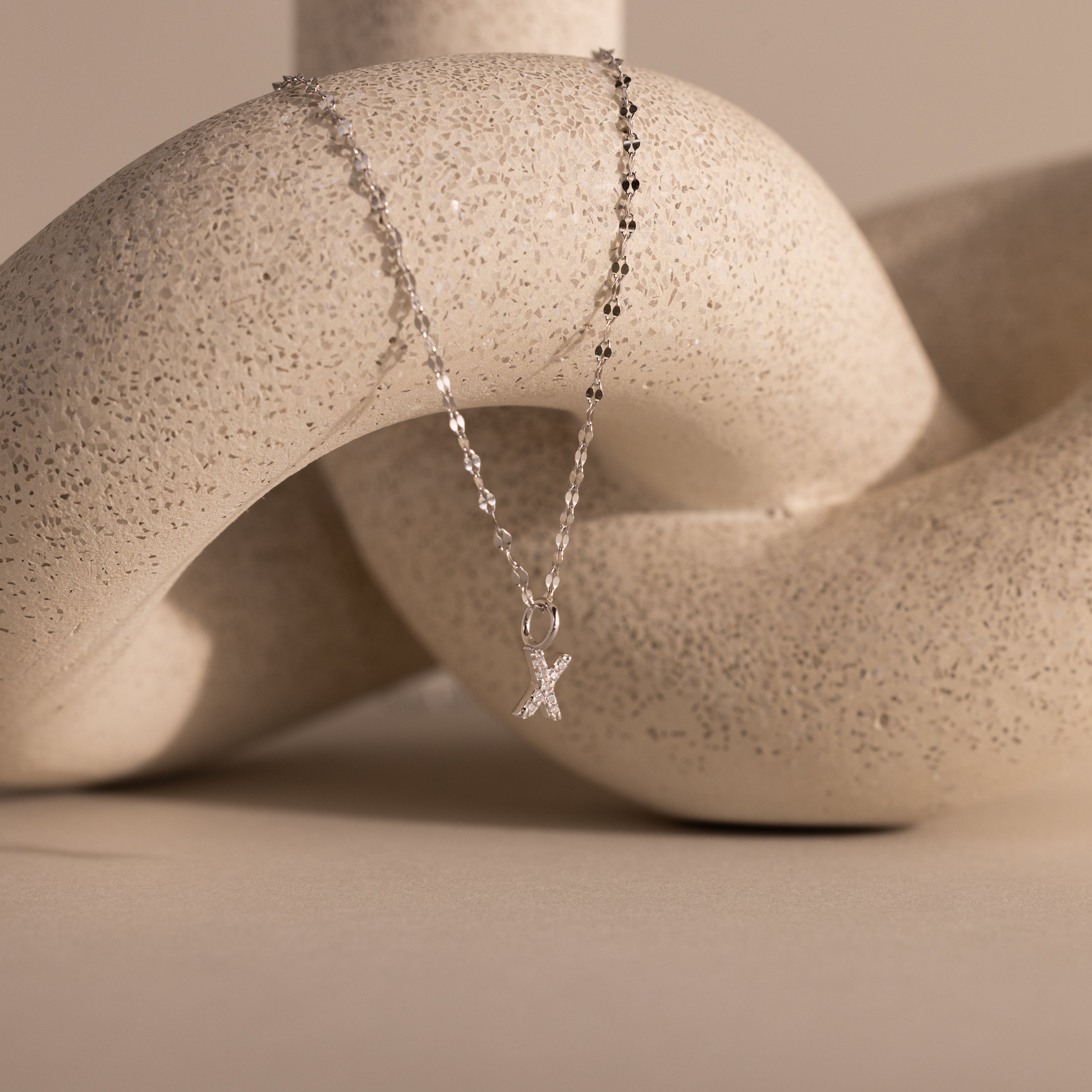 Dainty Pave Letter Necklace
