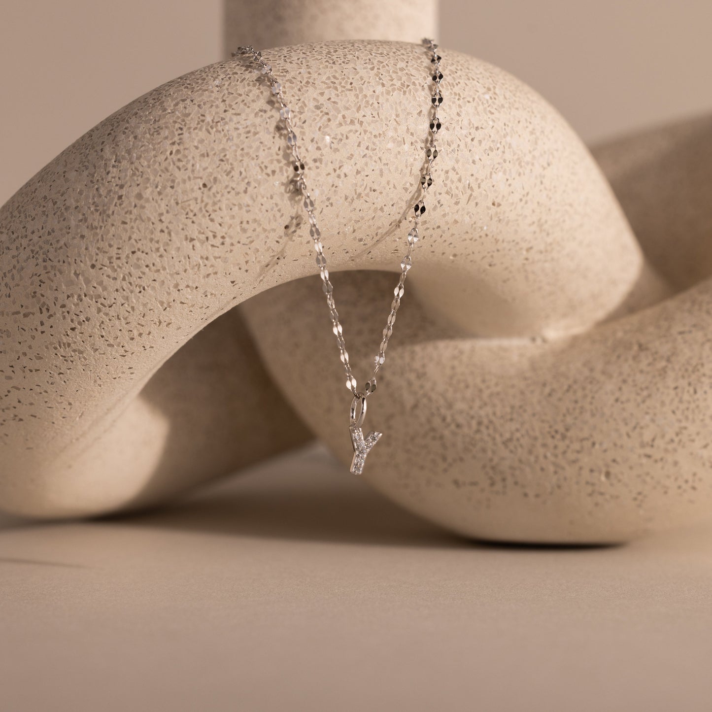 Dainty Pave Letter Necklace