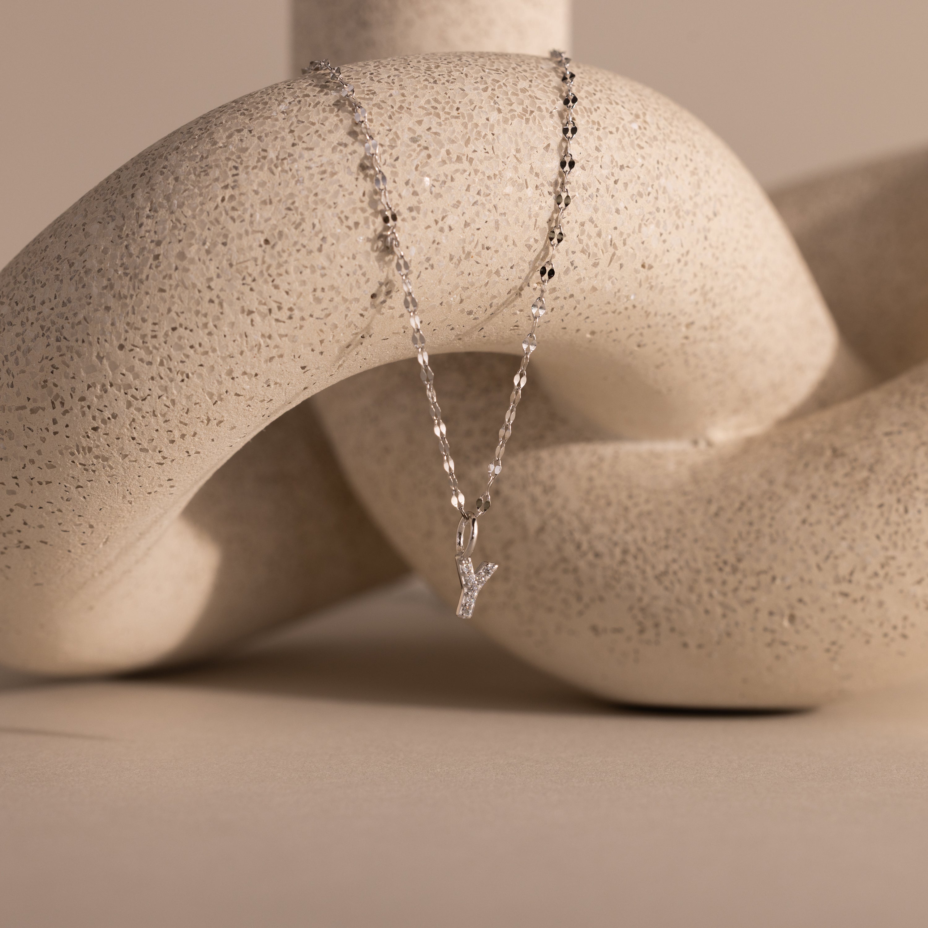Dainty Pave Letter Necklace