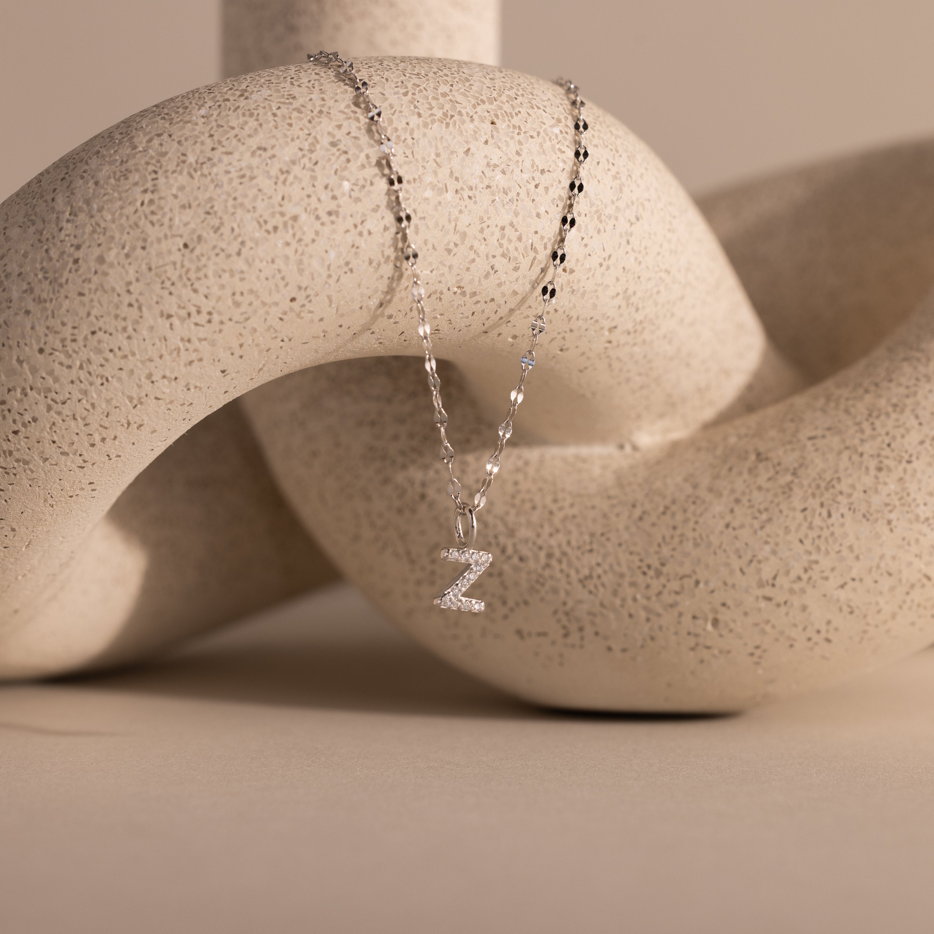 Dainty Pave Letter Necklace
