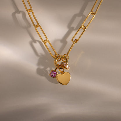 Paperclip Heart Charm Necklace